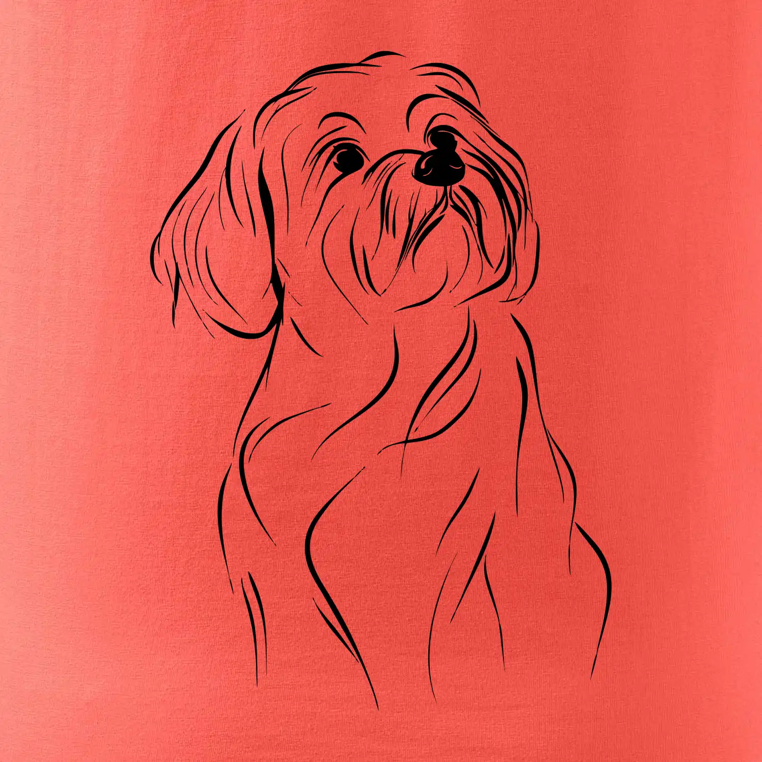 Lhasa Apso černý nákres slabé linky