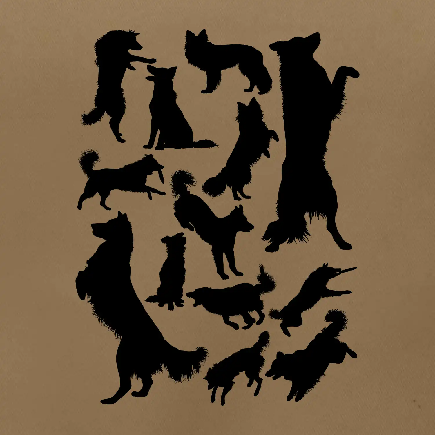 Border kolie siluety