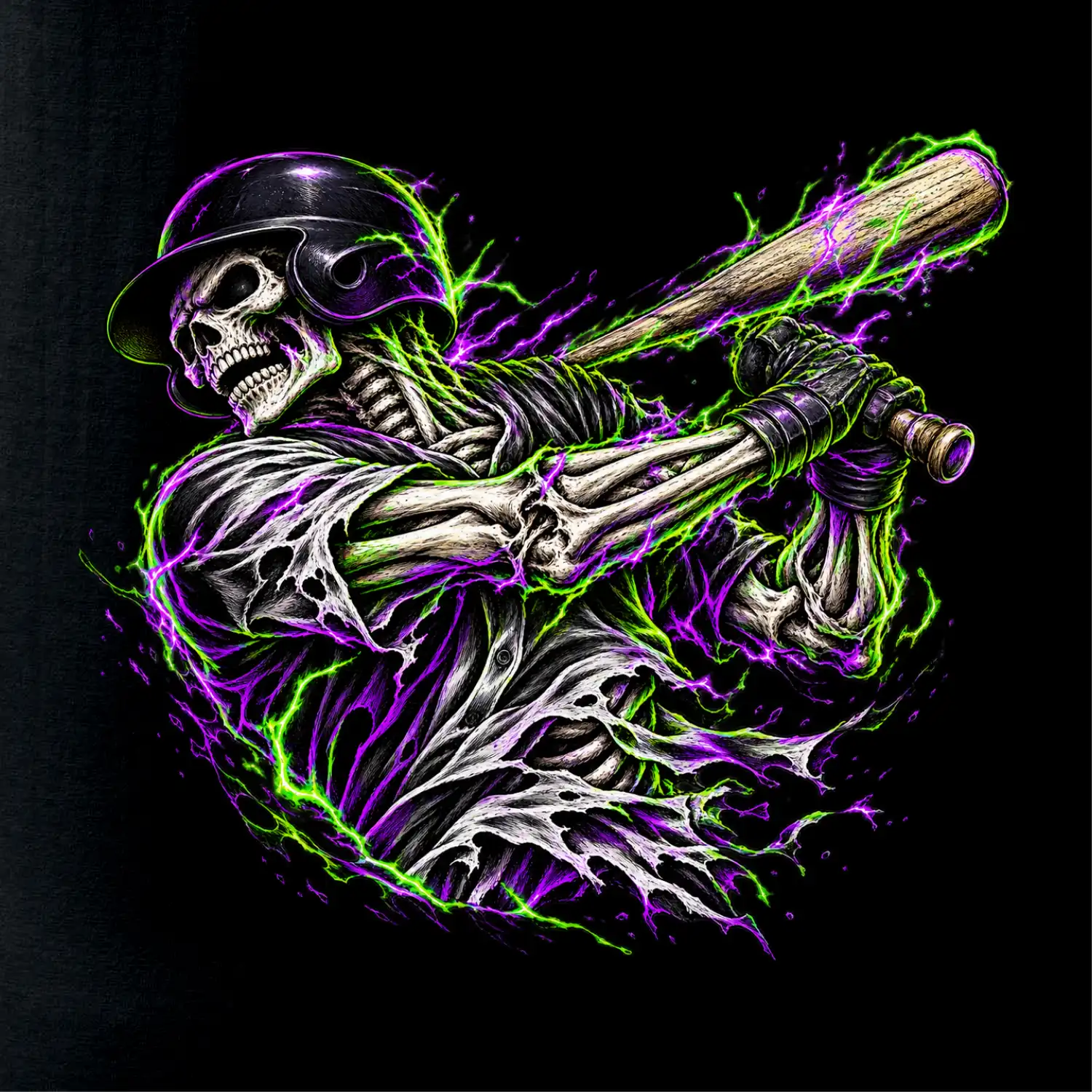 Baseballový kostlivec neonový metal