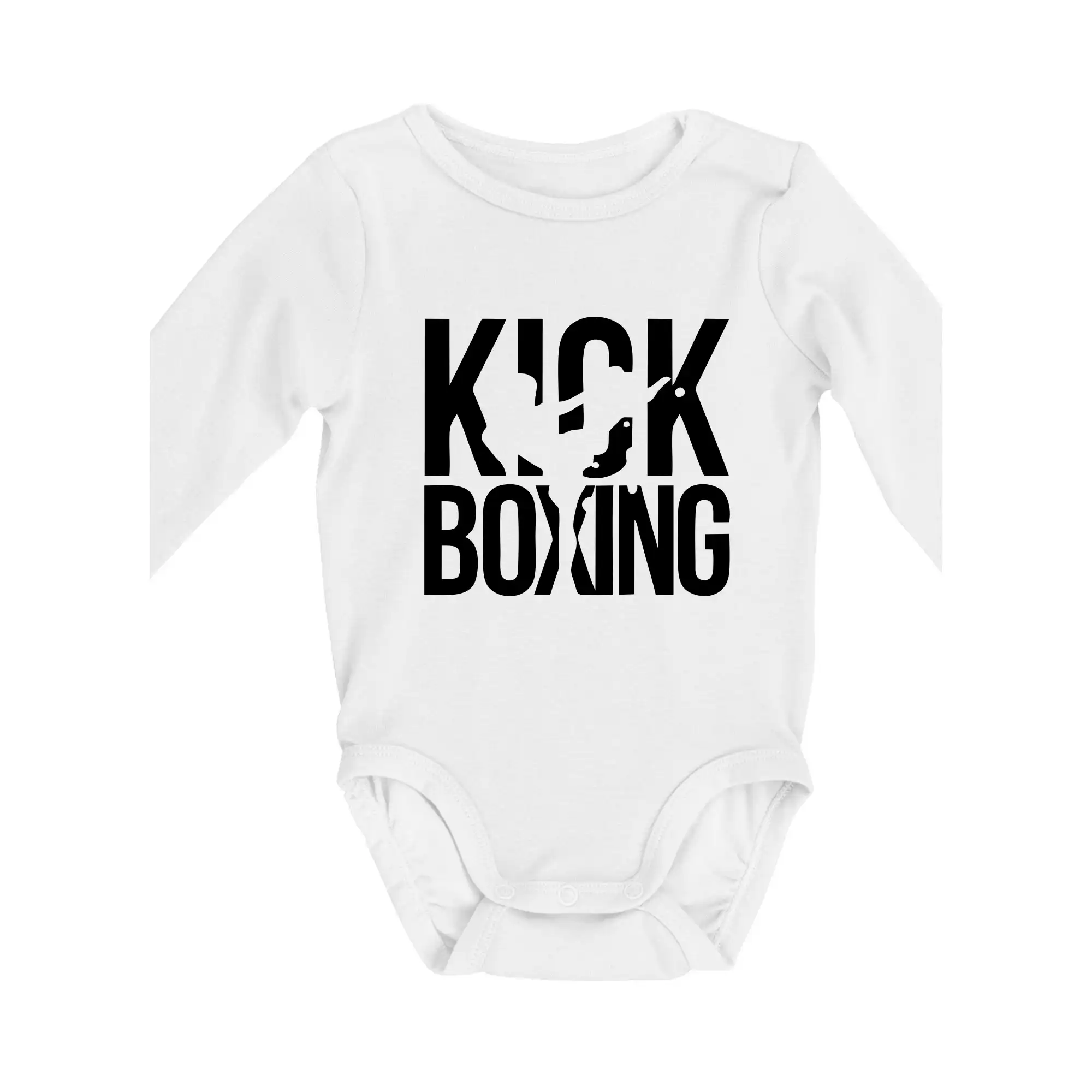 Tričká na box - Nápis Kick Boxing - Body dojčenské s dlhým rukávom