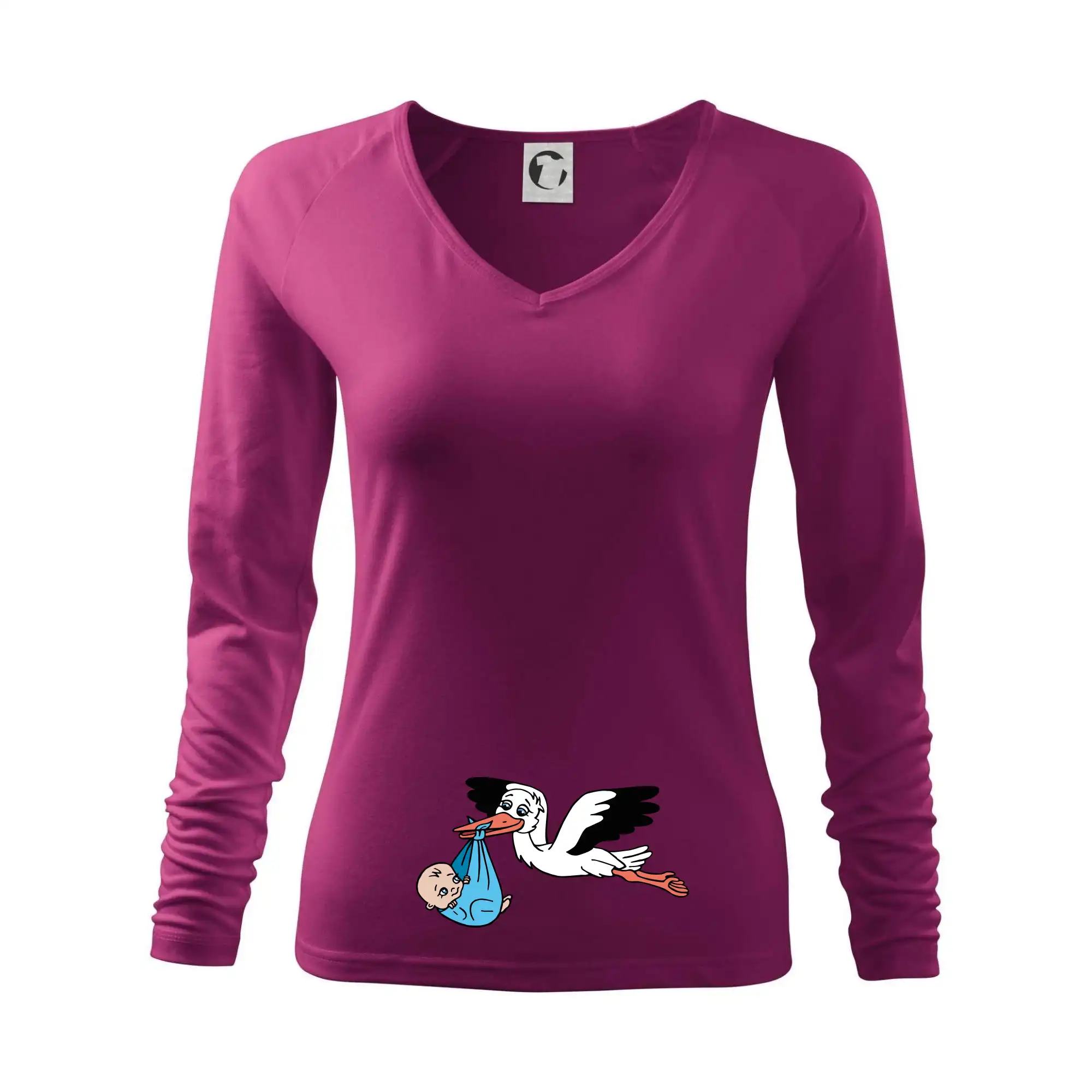 Tričká pre tehotné - Bocian a bábätko - chlapec (Hana-creative) - Tričko dámske Elegance