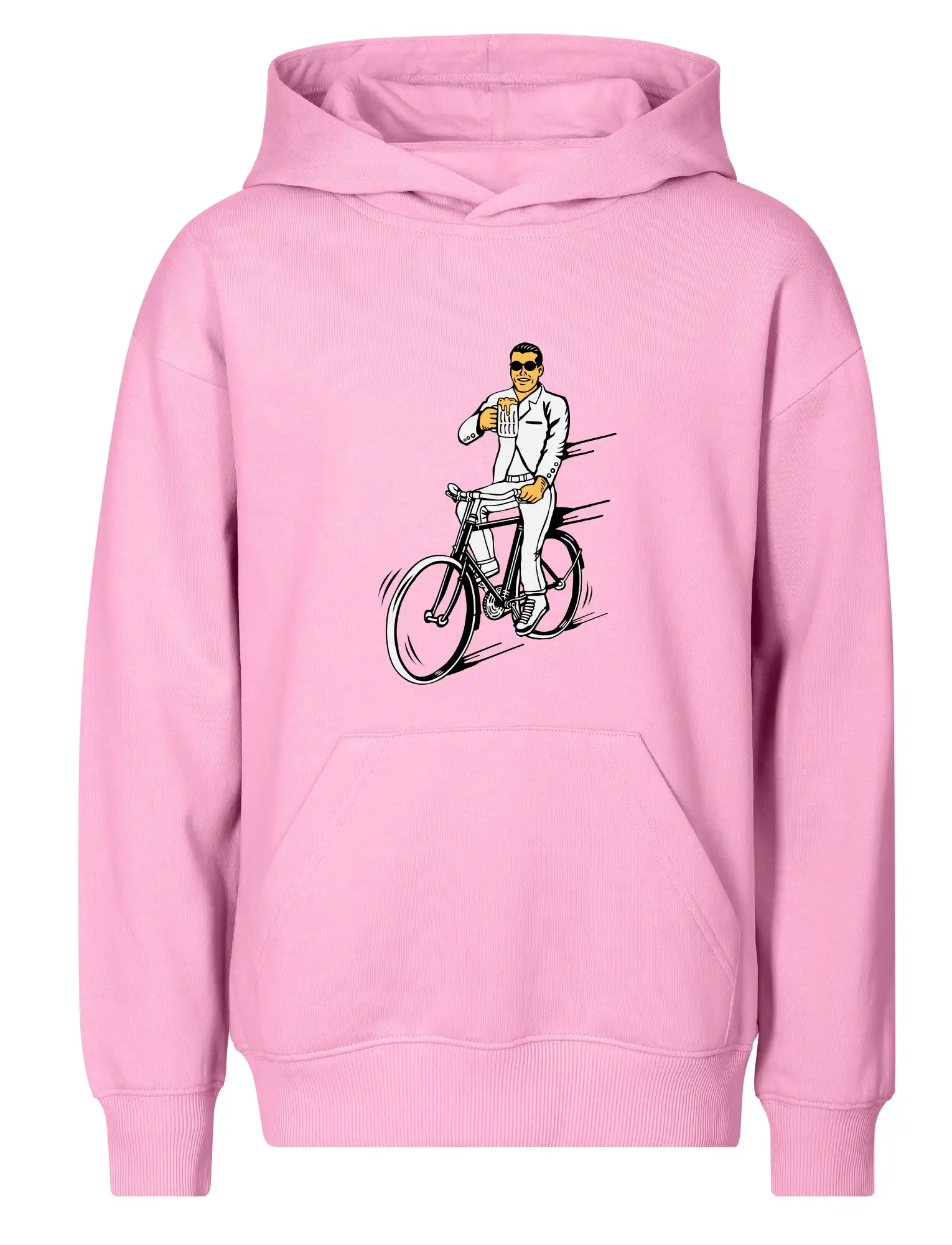 Gentleman na bicykli s pivom