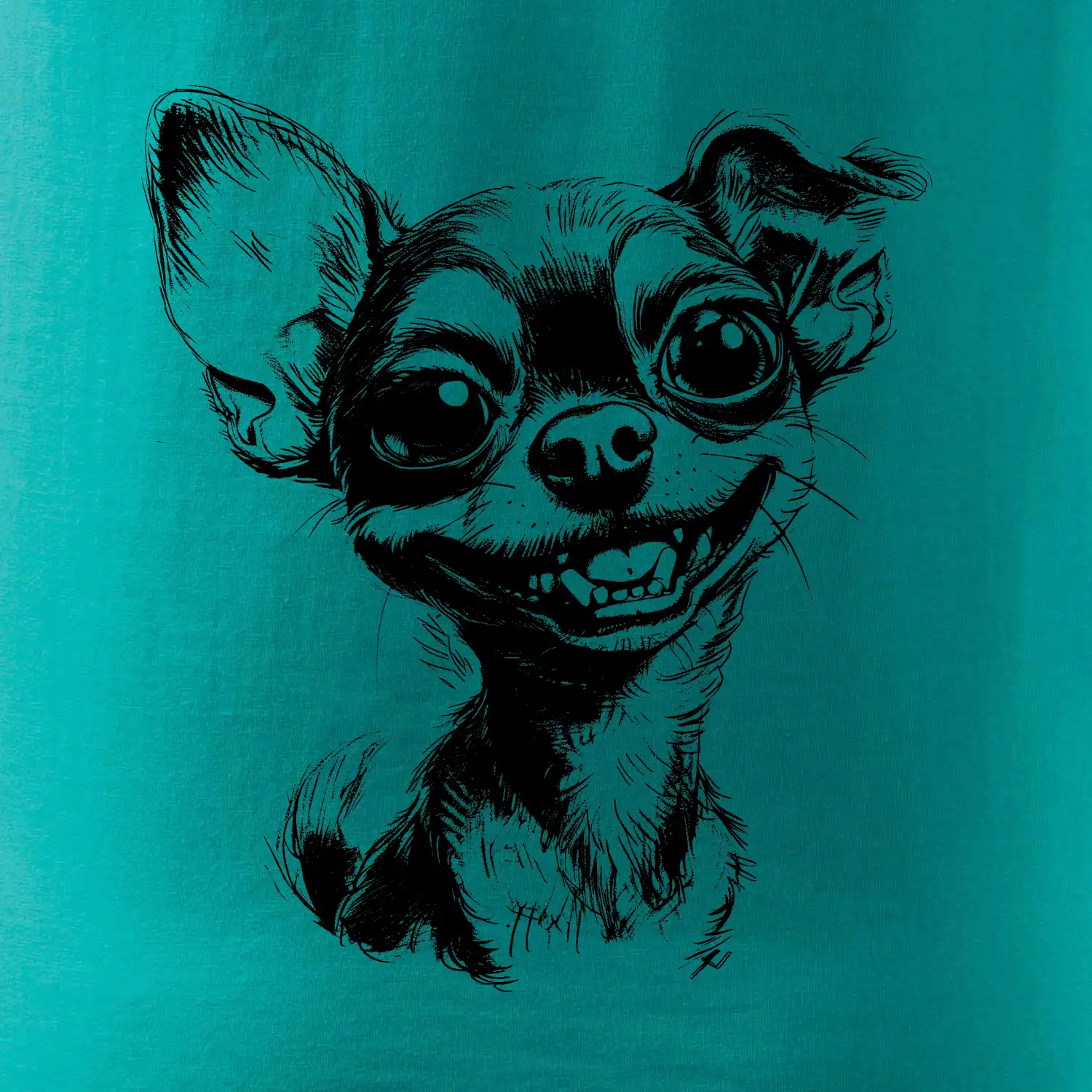 Černobílá karikatura čivava