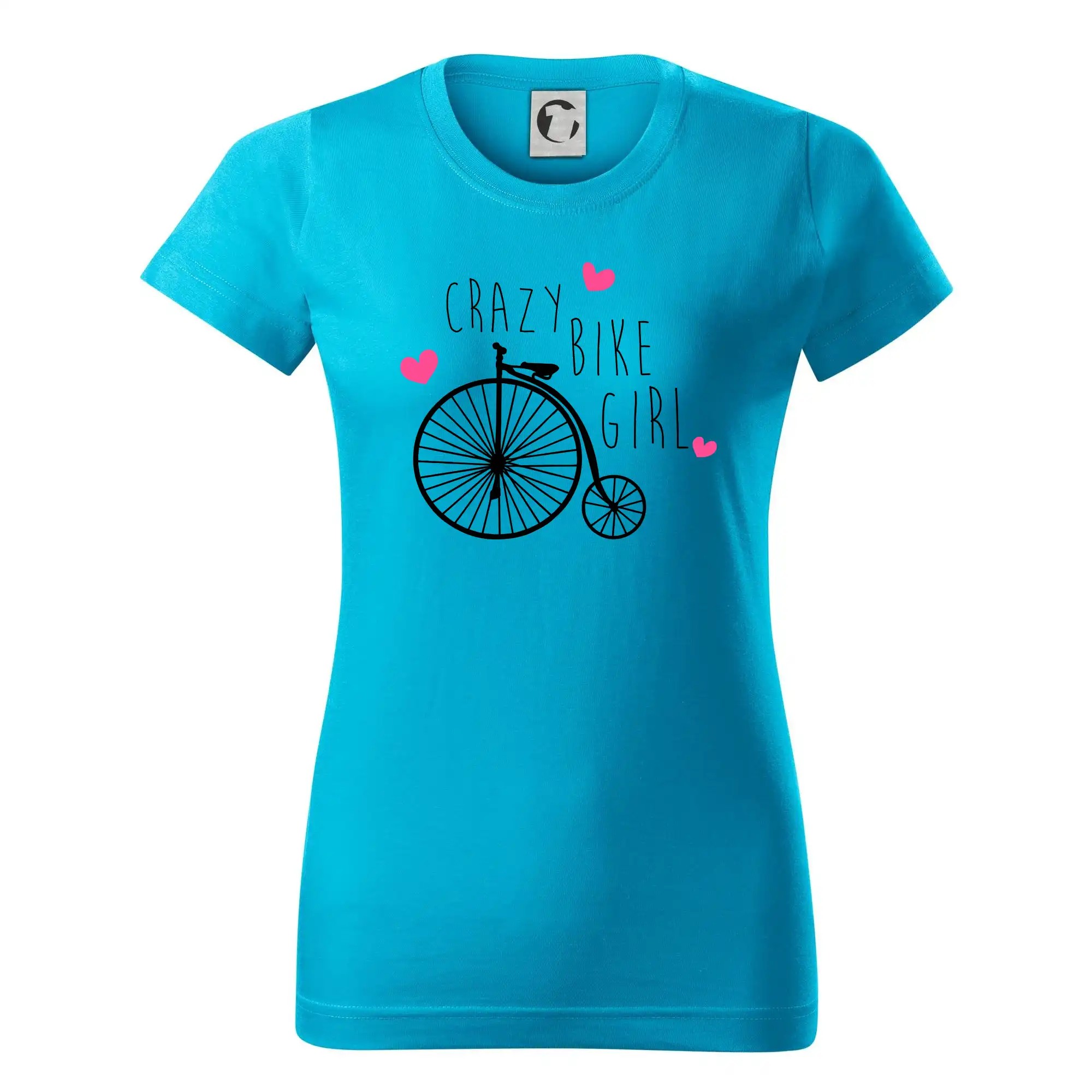 Tričko ako darček pre cyklistu - Crazy bike girl - Dámske tričko basic - ľahko voľnejšie a dlhšie