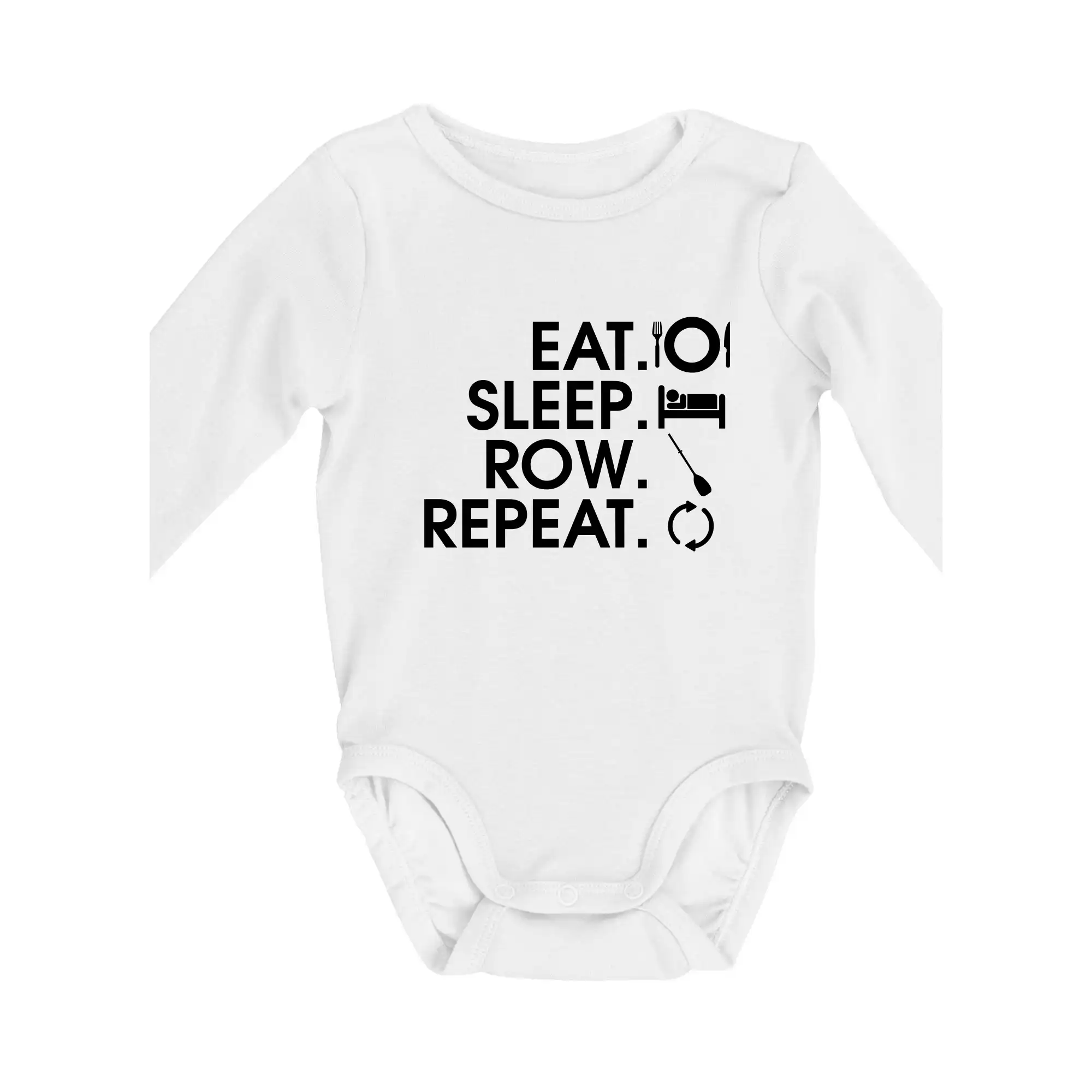 Vodácke tričká - Eat sleep row repeat - Body dojčenské s dlhým rukávom