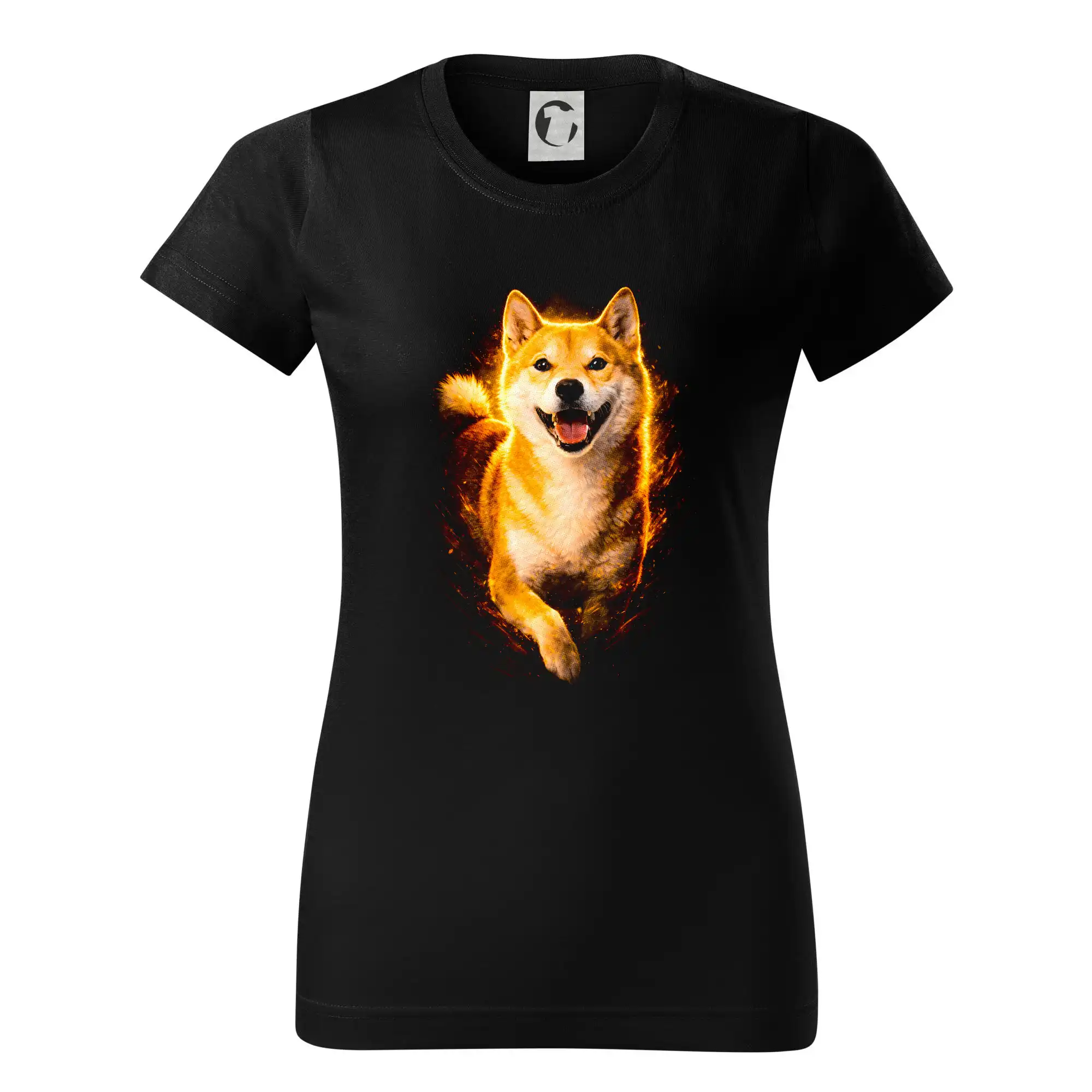 Ostatné psie plemená - Obrázok poltón Shiba Inu bežiaci - Dámske tričko basic - ľahko voľnejšie a dlhšie