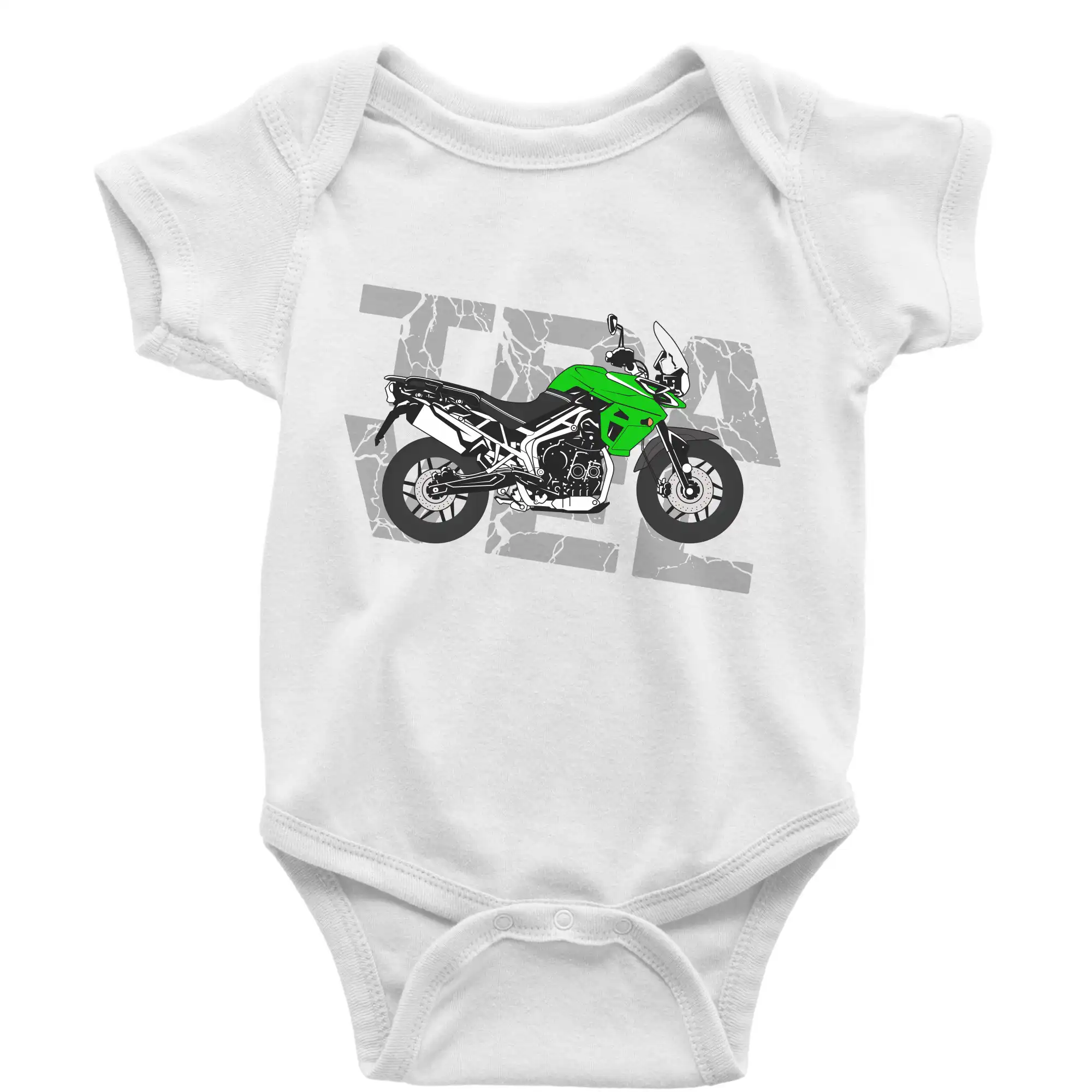 Tričká a mikiny s potlačou motoriek – pre pravých motorkárov - Cestovná enduro zelená - Body dojčenské s krátkym rukávom