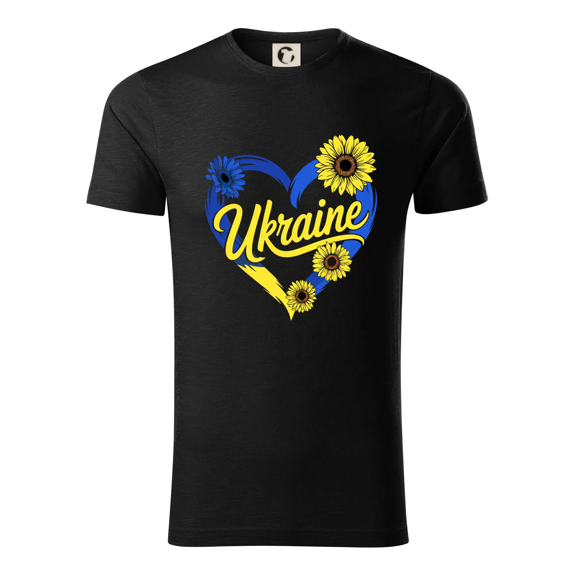 Tričká s vlajkou ukrajiny - Ukraine - srdce so slnečnicami - Tričko z organickej bavlny