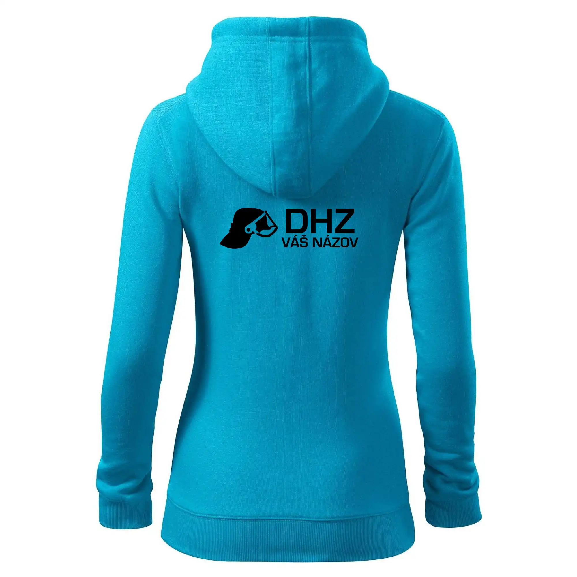 Originálne tričká pre hasičov - DHZ Helma - vlastný nápis - Mikina dámska trendy zipper s kapucňou