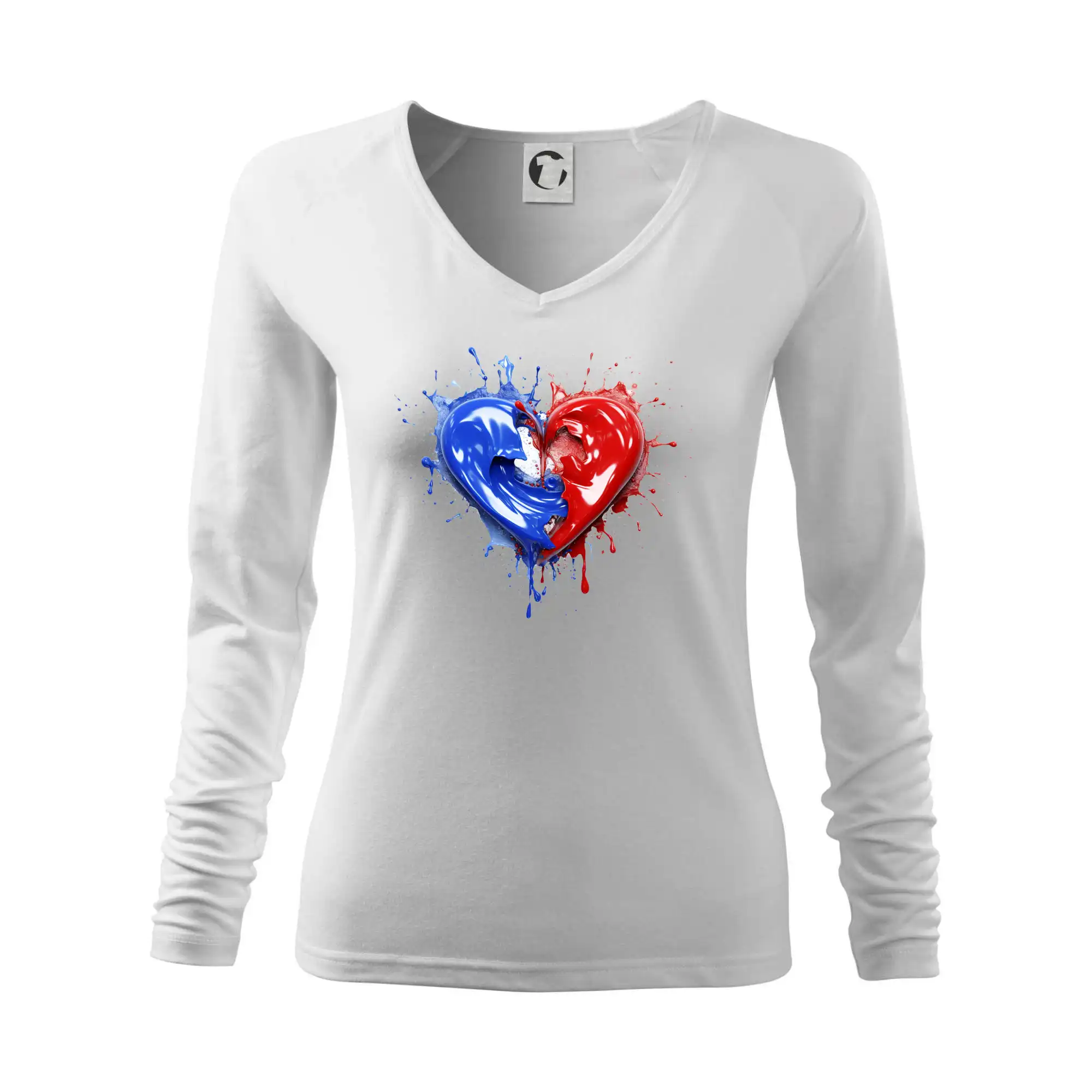 Motívy štátnych vlajok - Srdce rozprsknuté - Francúzske farby - Tričko dámske Elegance