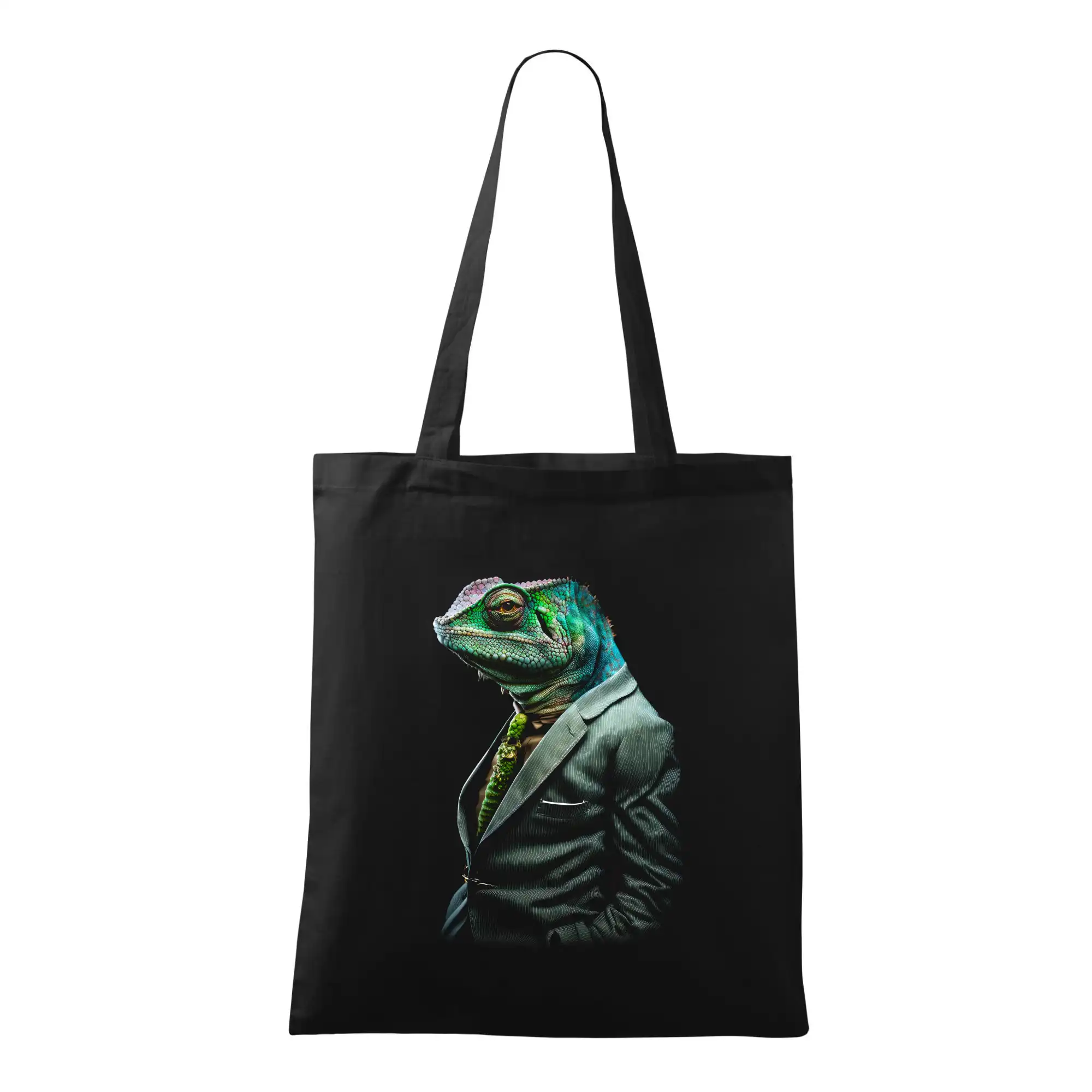 Tričká so zvieratami - Chameleon v obleku - Taška bavlnená