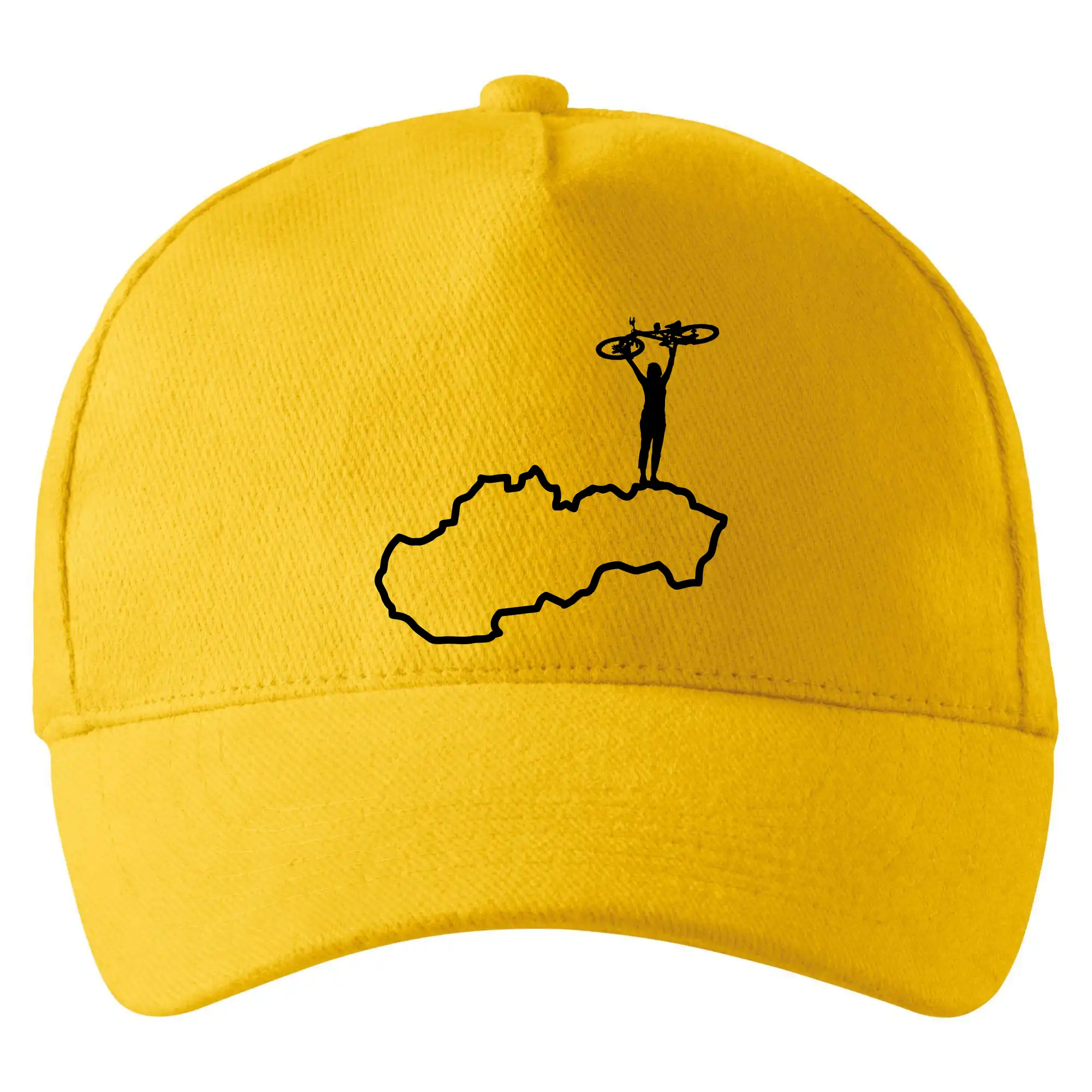 Tričko ako darček pre cyklistu - Mapa Slovenska - cyklista - Šiltovka so zahnutým šiltom a mosaznou sponou