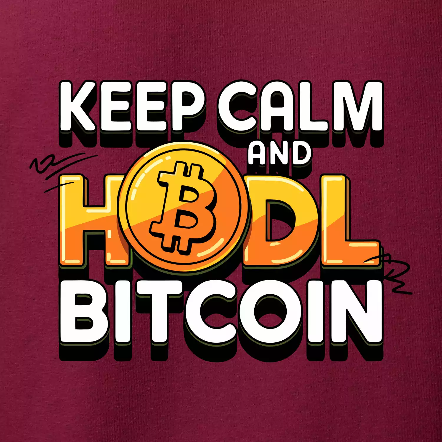 3D nápis Keep Calm and HODL Bitcoin