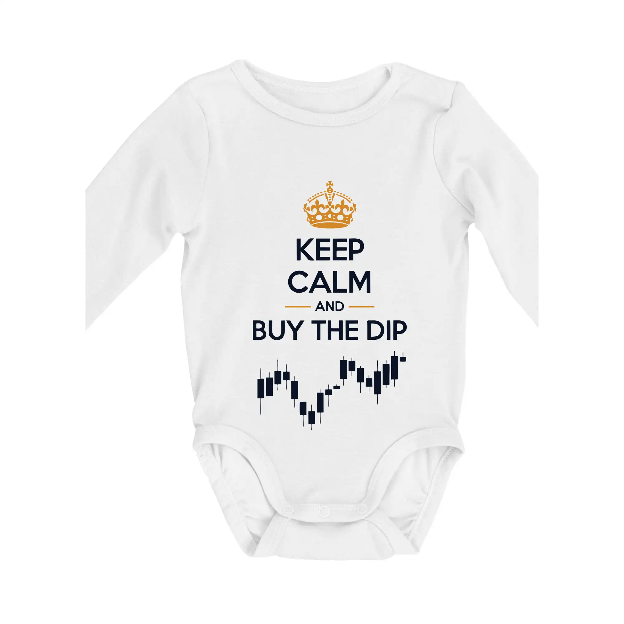 Keep Calm and Buy the Dip - koruna a graf - Body dojčenské s dlhým rukávom