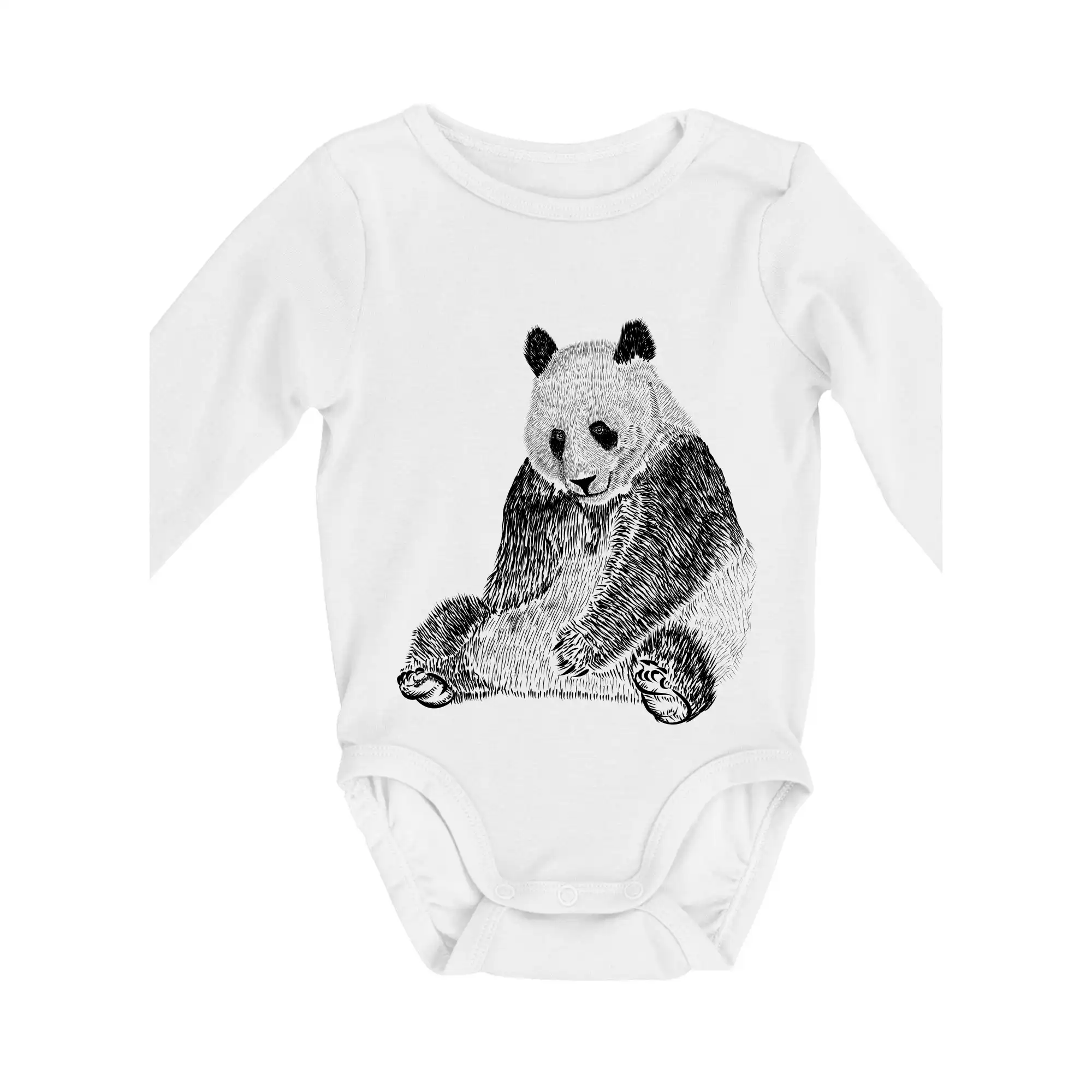Tričká so zvieratami - Smutná panda - Body dojčenské s dlhým rukávom