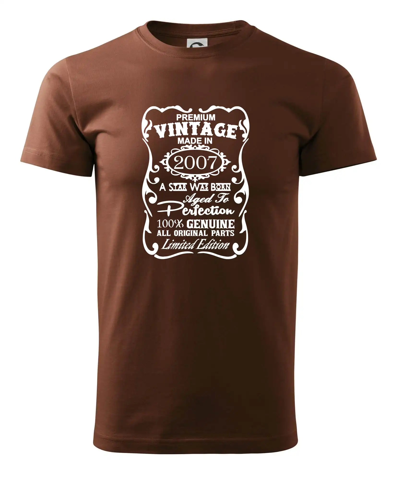 Trička s ročníkom 2007 - Vintage Etiketa - 2007 - Pánske tričko nižšej gramáže