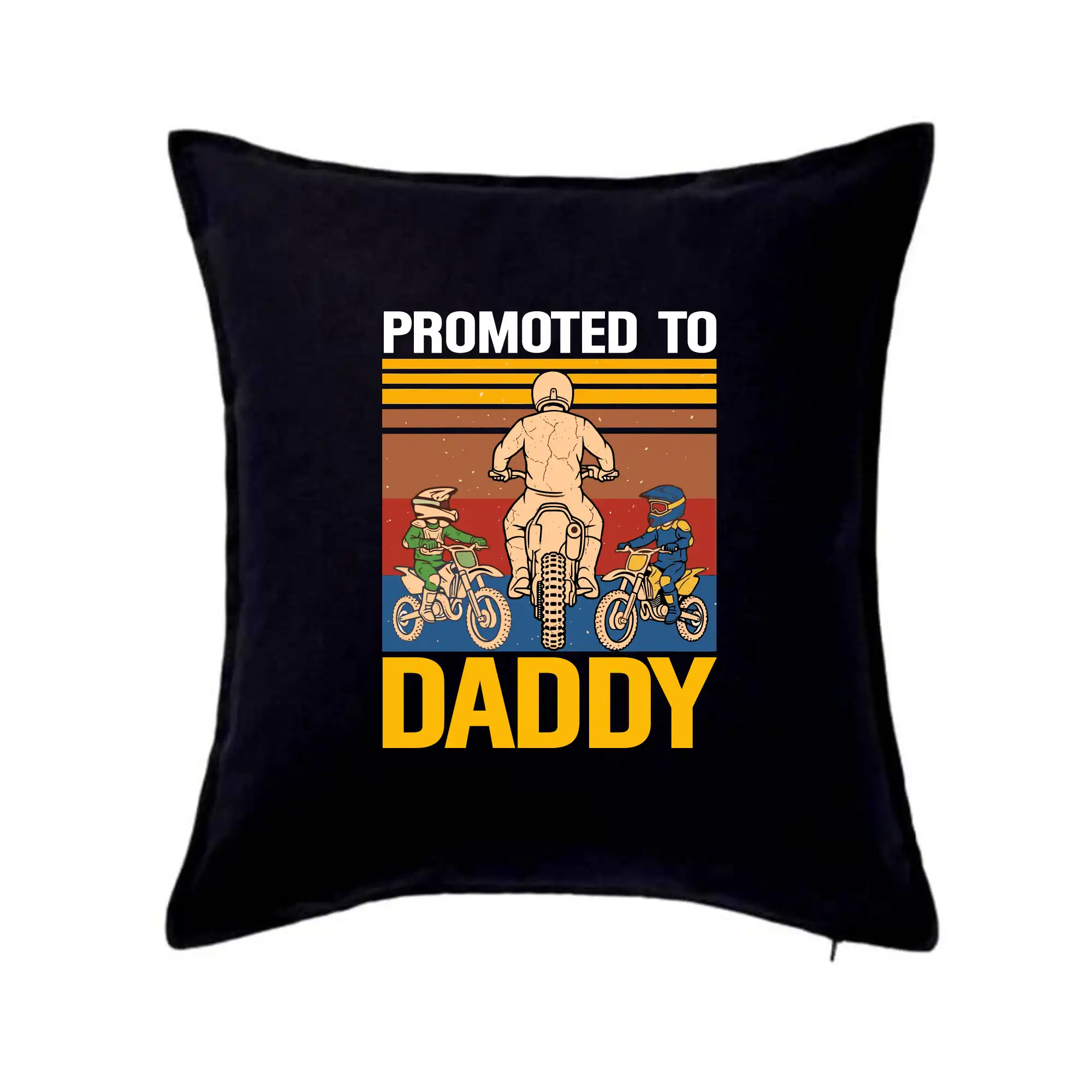 Tričká a mikiny s potlačou motoriek – pre pravých motorkárov - Promoted to daddy - dcéra otec a syn - Vankúš 50x50