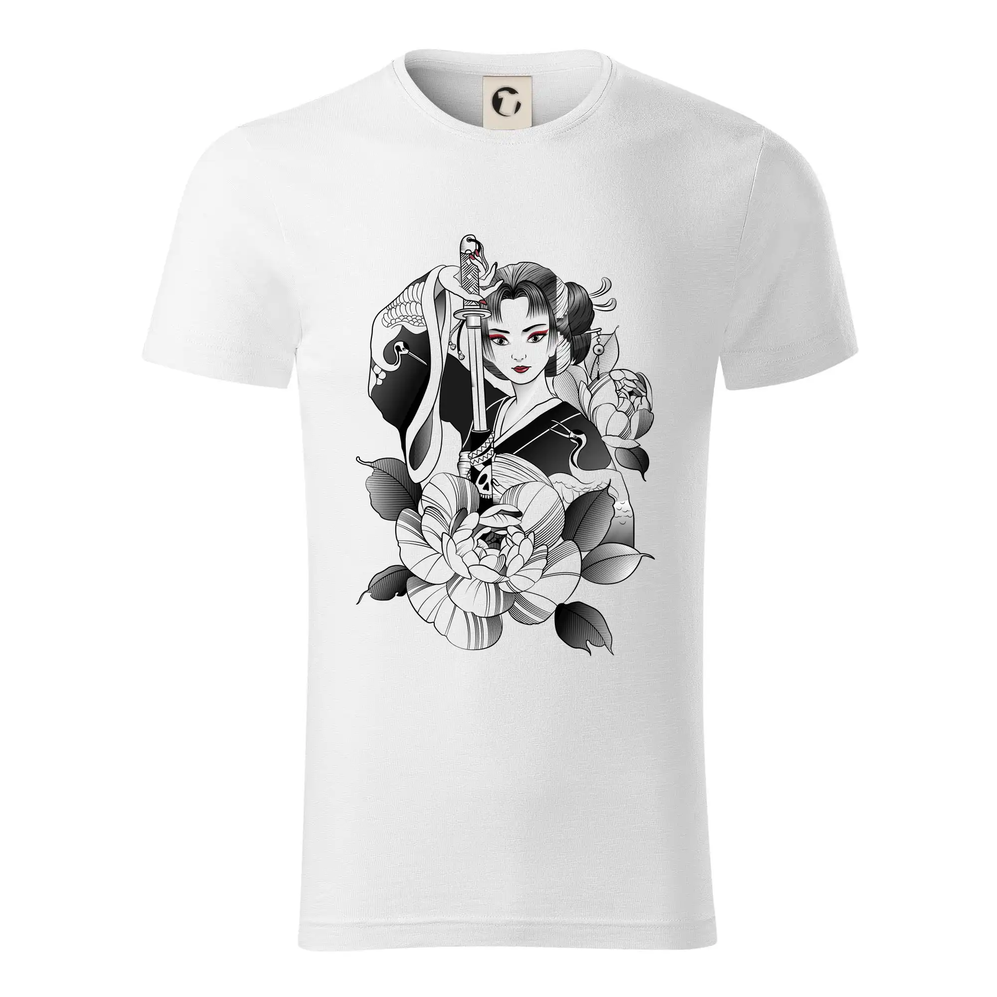 Tričká s japonskou tematikou - Japonsko - žena s mečom - Tričko z organickej bavlny