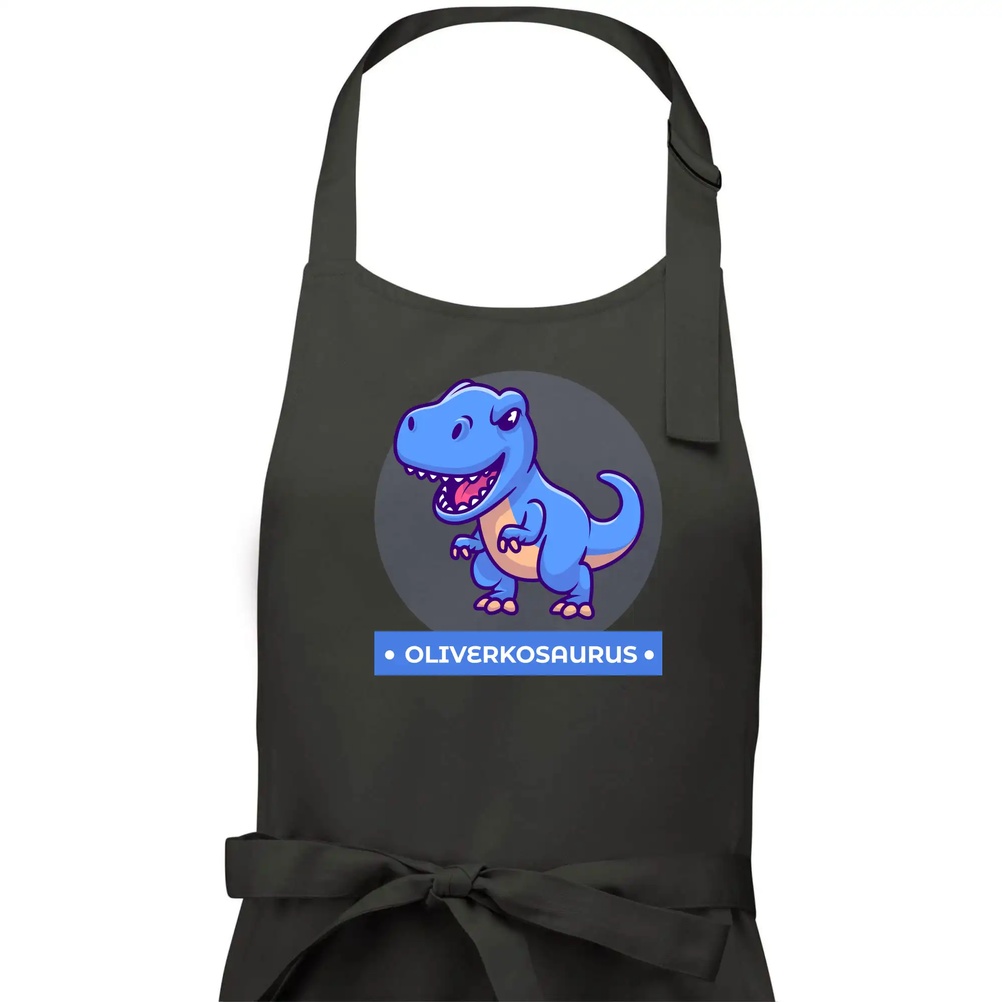 Detské tričká, mikiny a body s originálnymi potlačami | Veselé motívy pre chlapcov aj dievčatá - Dinosaurie mená - modrý dinosaurus - Pánska zástera na varenie