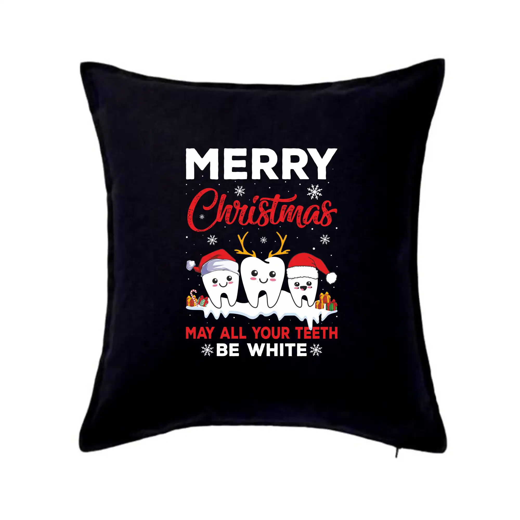 Vianočné tričká - Merry Christmas teeth be white - Vankúš 50x50