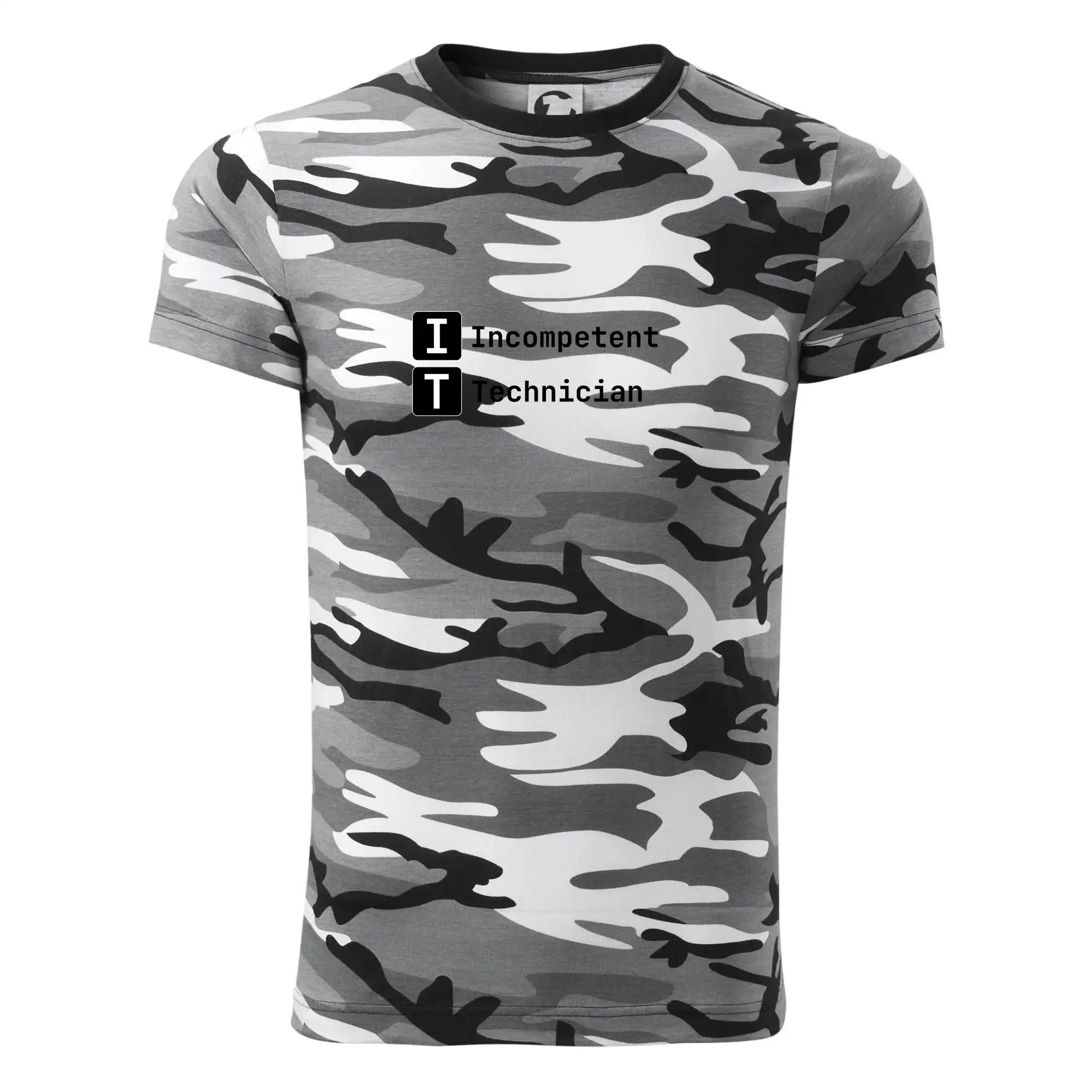 Tričká pre ajťákov - IT Nápis Incompetent Technician - Army CAMOUFLAGE