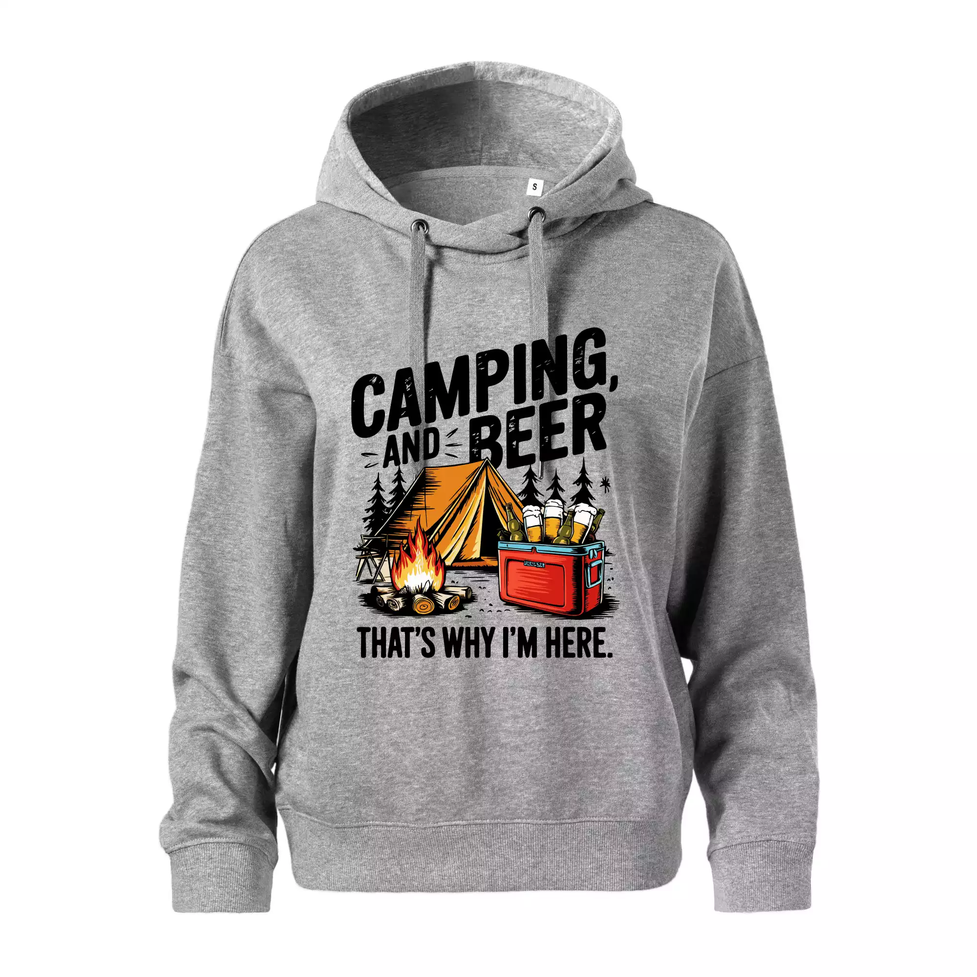 Černý nápis nápis Camping and beer