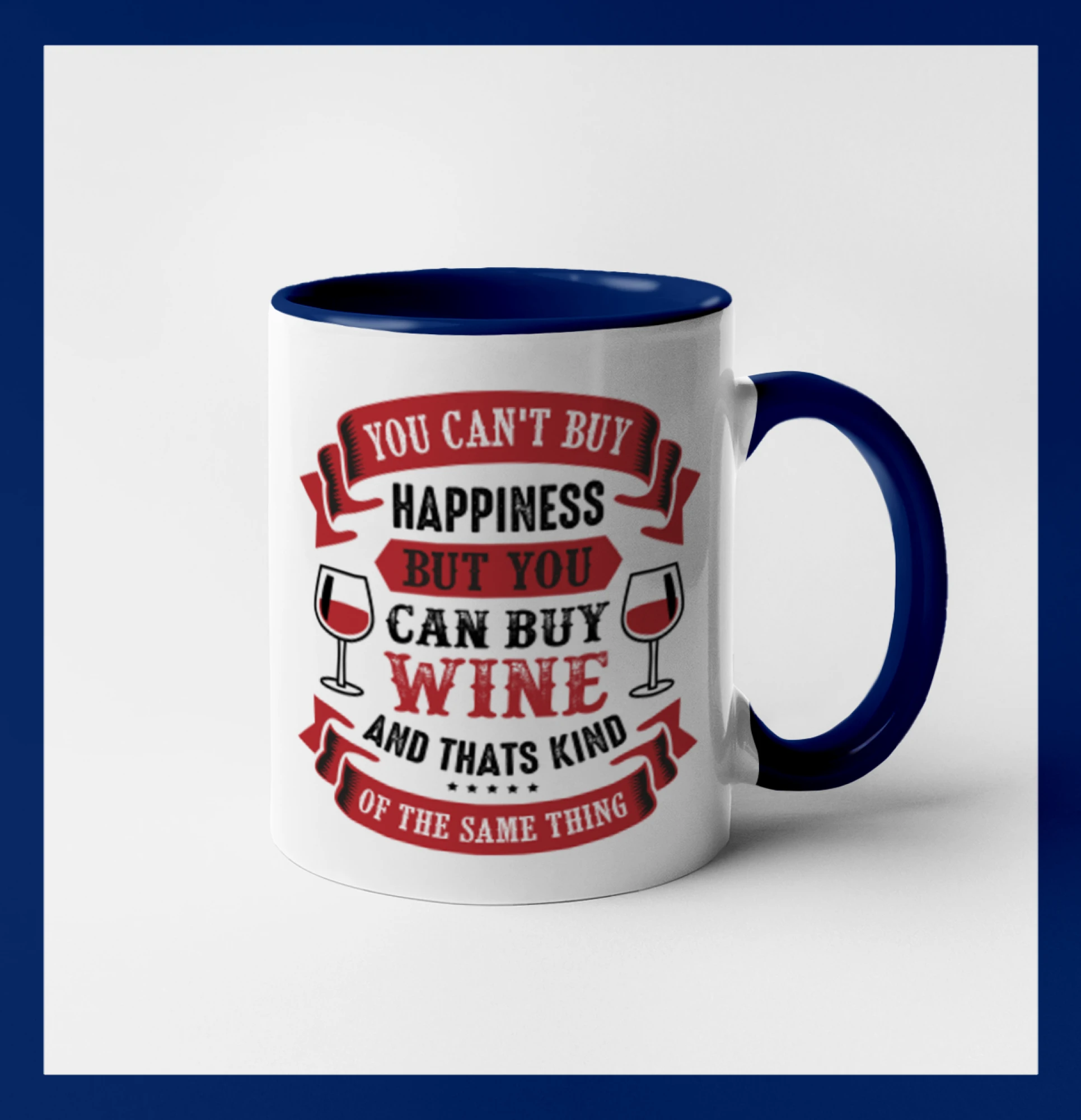 Vtipná tričká s tematikou vína - You can't buy happiness but you can buy wine - Hrnček 