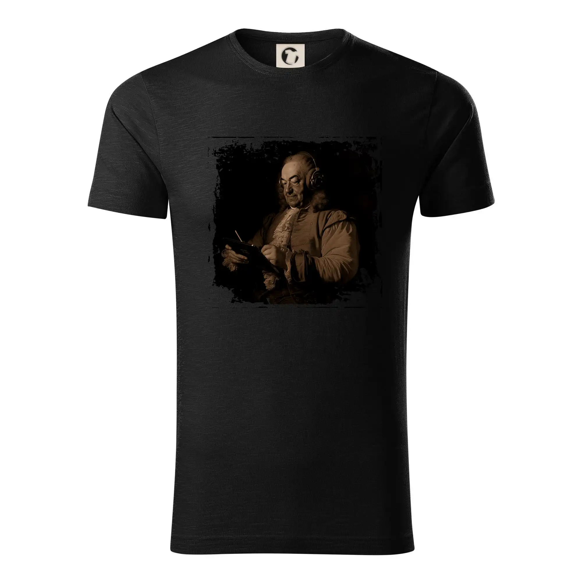 Johann Sebastian Bach so slúchadlami - Tričko z organickej bavlny