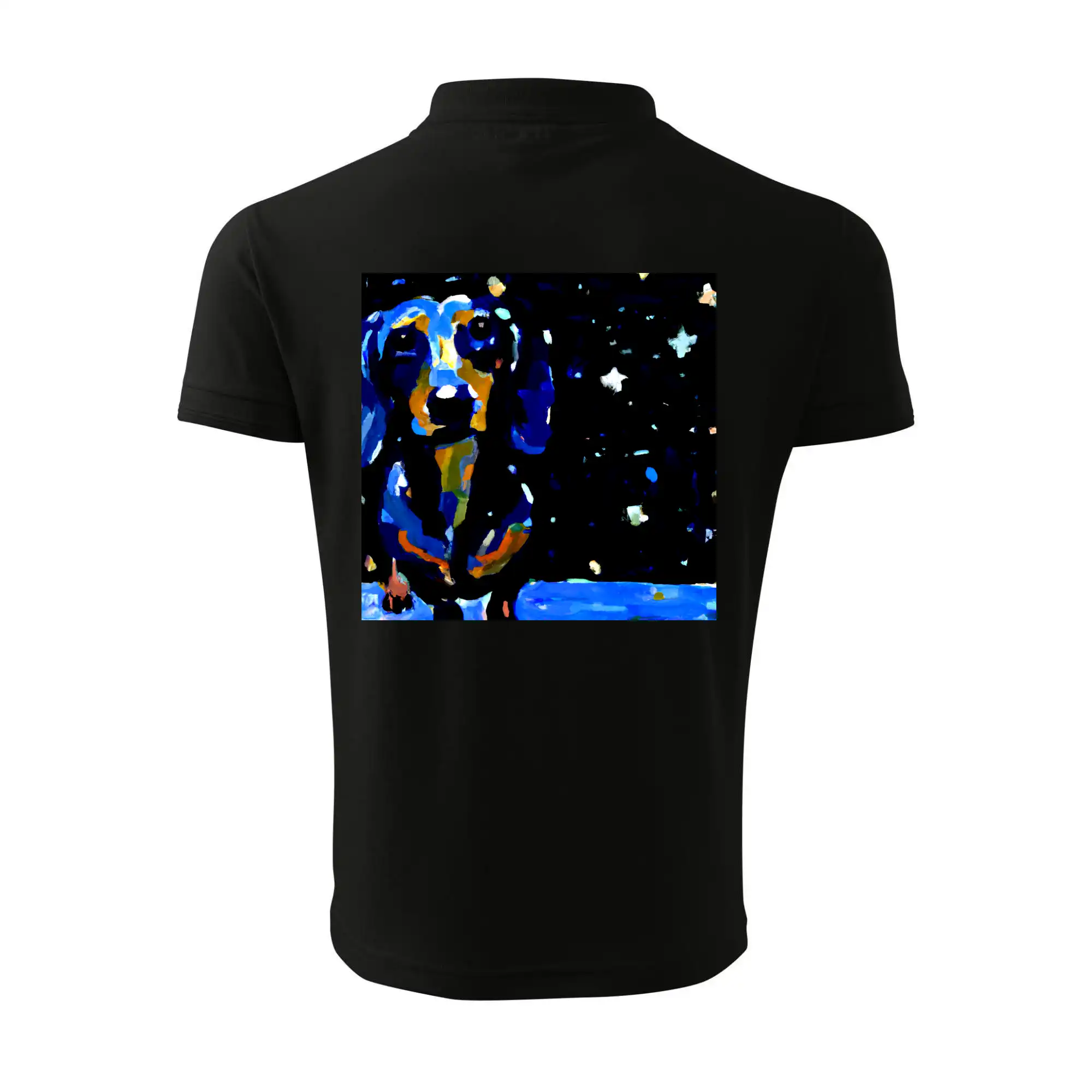 Jezevčík a noční obloha - olejová malba