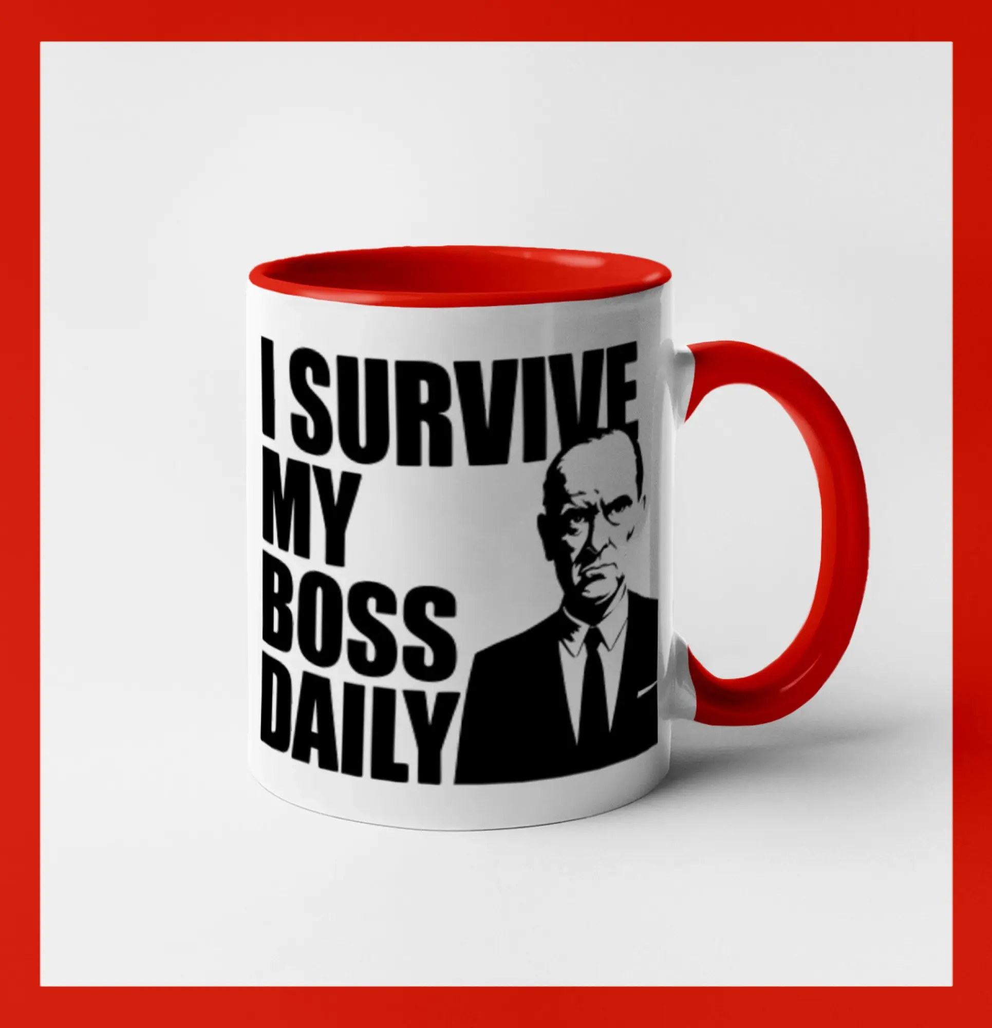 Vtipné tričká do práce - I survive my boss daily - Hrnček 