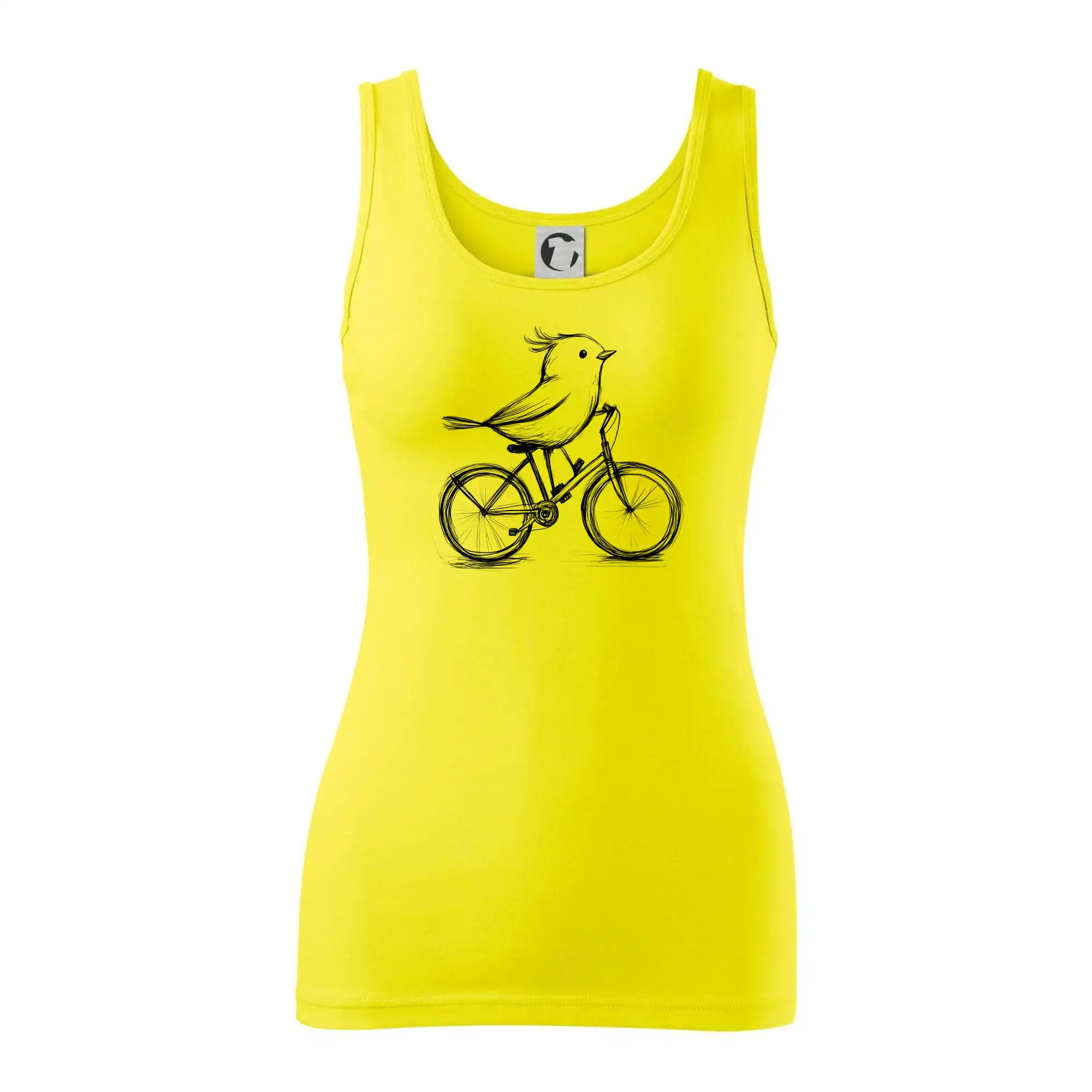 Tričko ako darček pre cyklistu - Vtáčik na bicykli - Dámske tielko