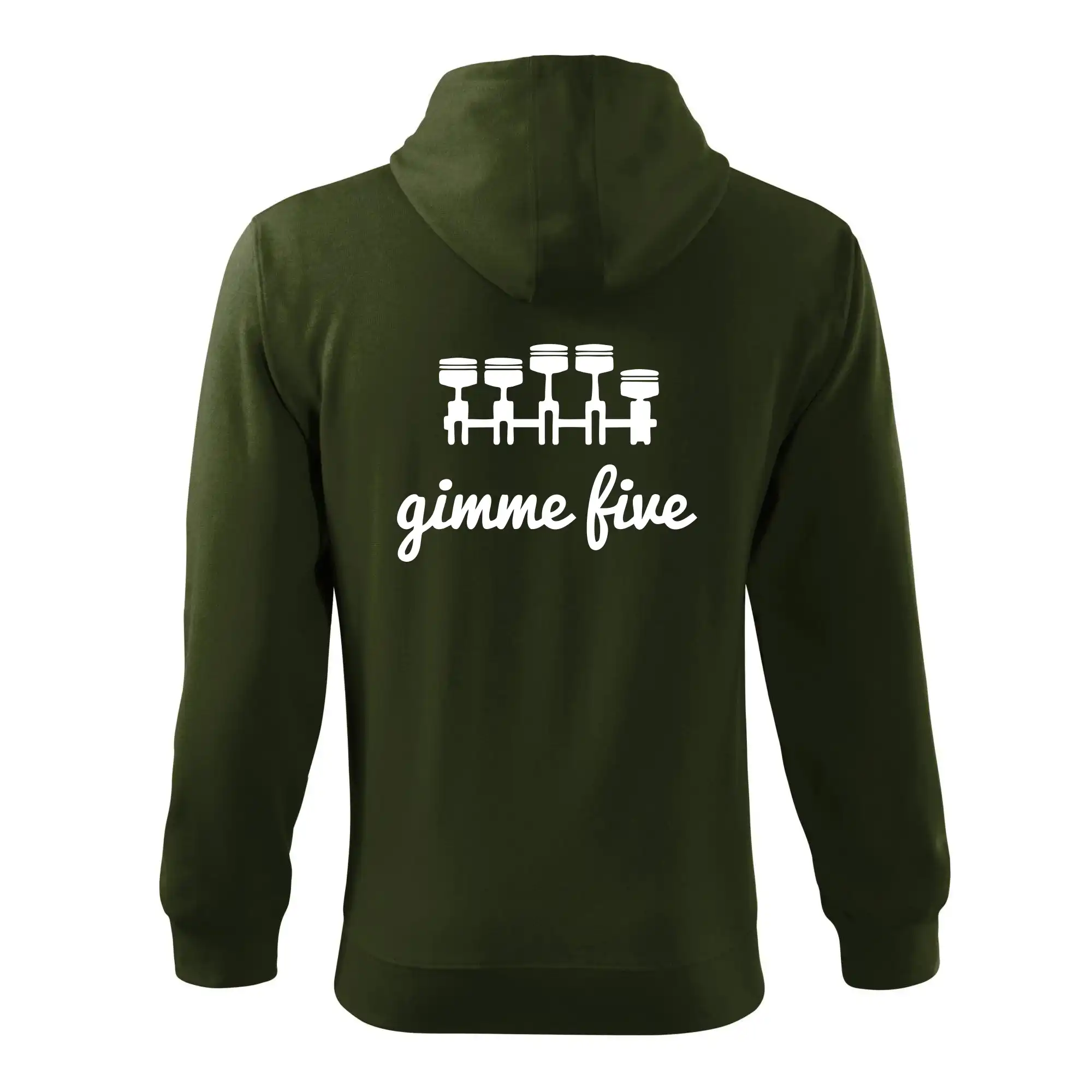 Auto tričká - Gimme five - daj mi päť - päťvalec - Mikina s kapucňou na zips trendy zipper
