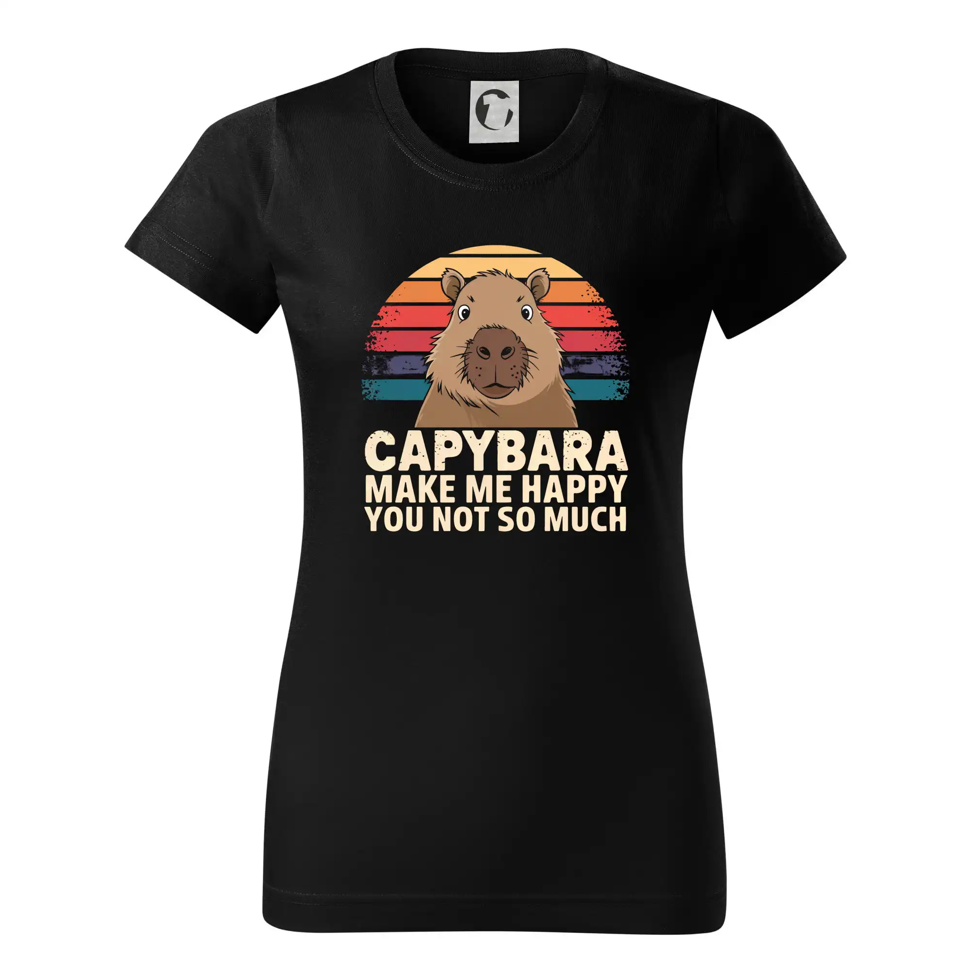 Tričká so zvieratami - Capybara Make Me Happy You Not So Much - Dámske tričko basic - ľahko voľnejšie a dlhšie