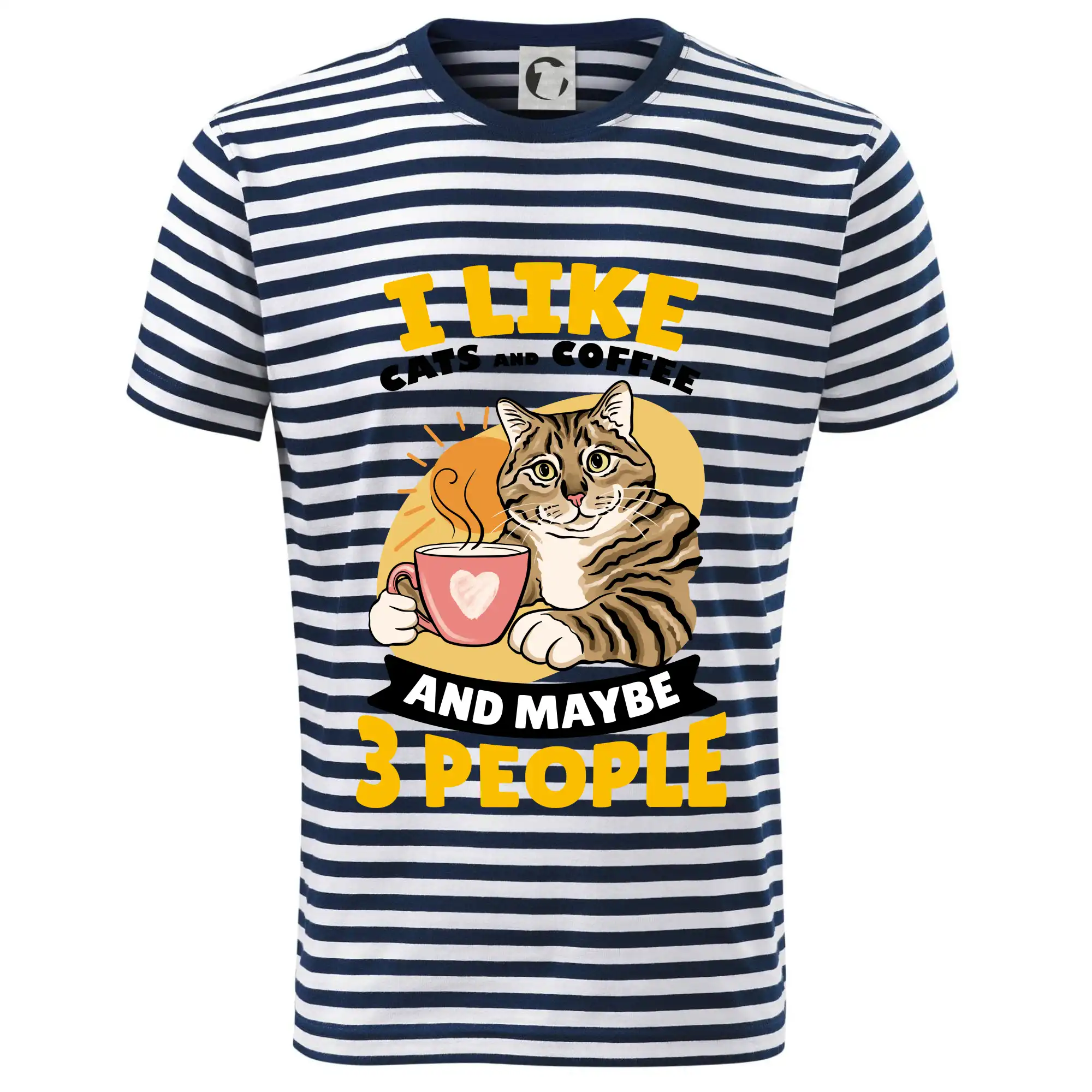 Vtipná tričká s mačkou - I like cats and coffee and maybe 3 people - Dětské triko na vodu