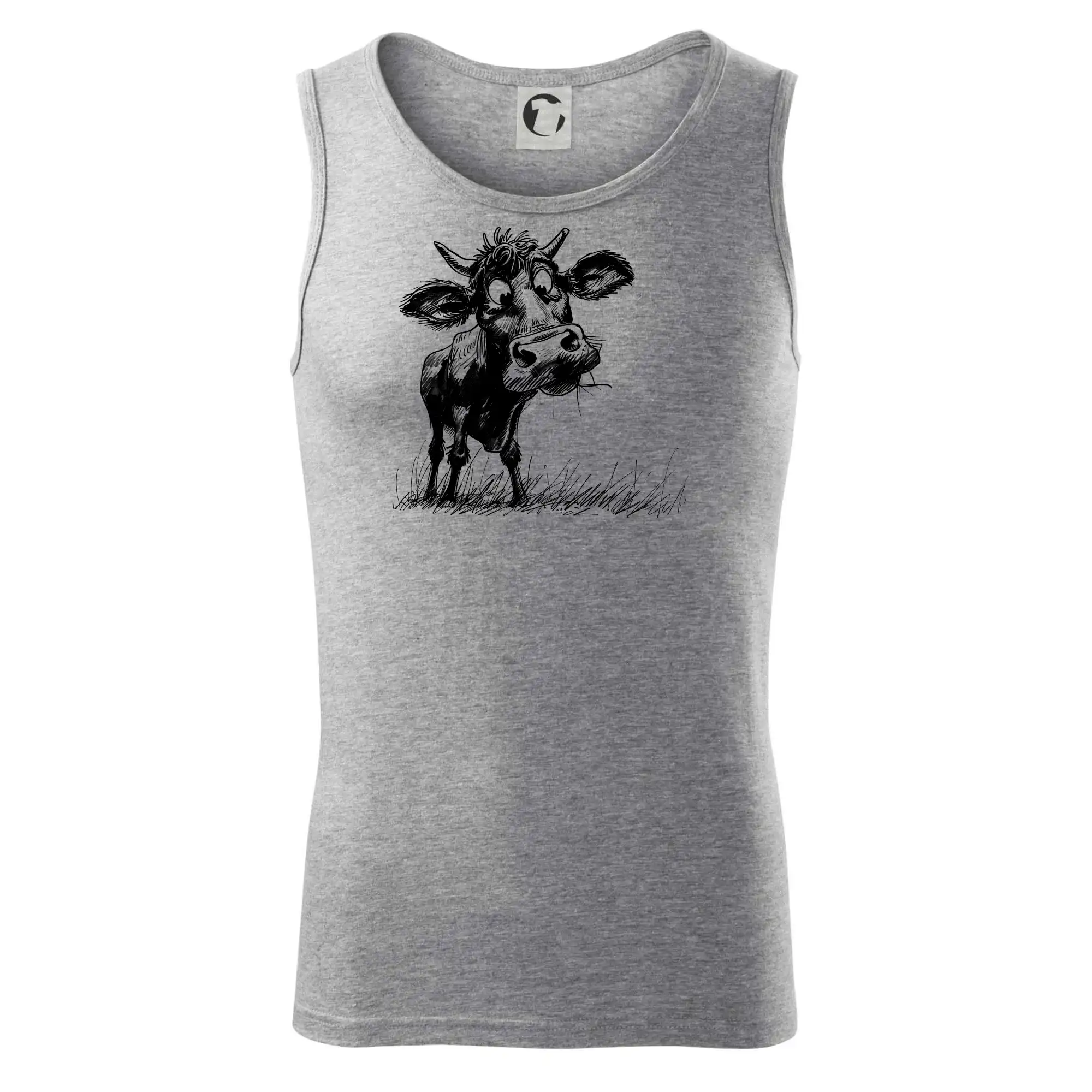 Černobílá karikatura kráva stojící