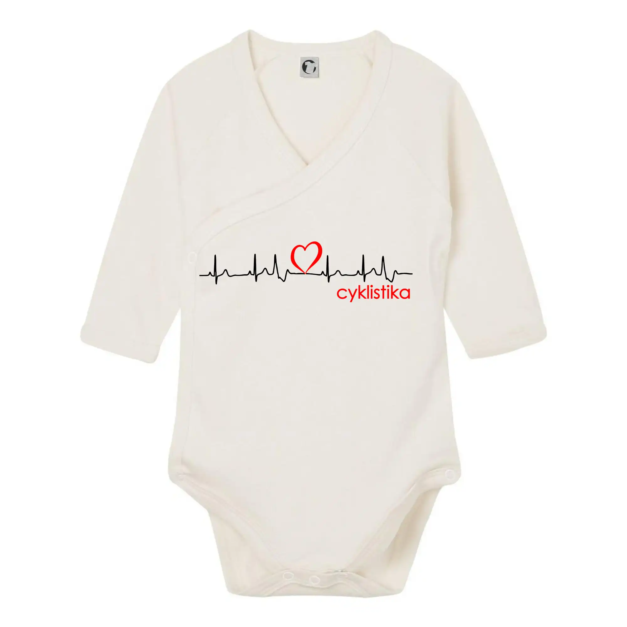 Tričko ako darček pre cyklistu - Moje srdce bije pre cyklistiku - Body zavinovacie s dlhým rukávom
