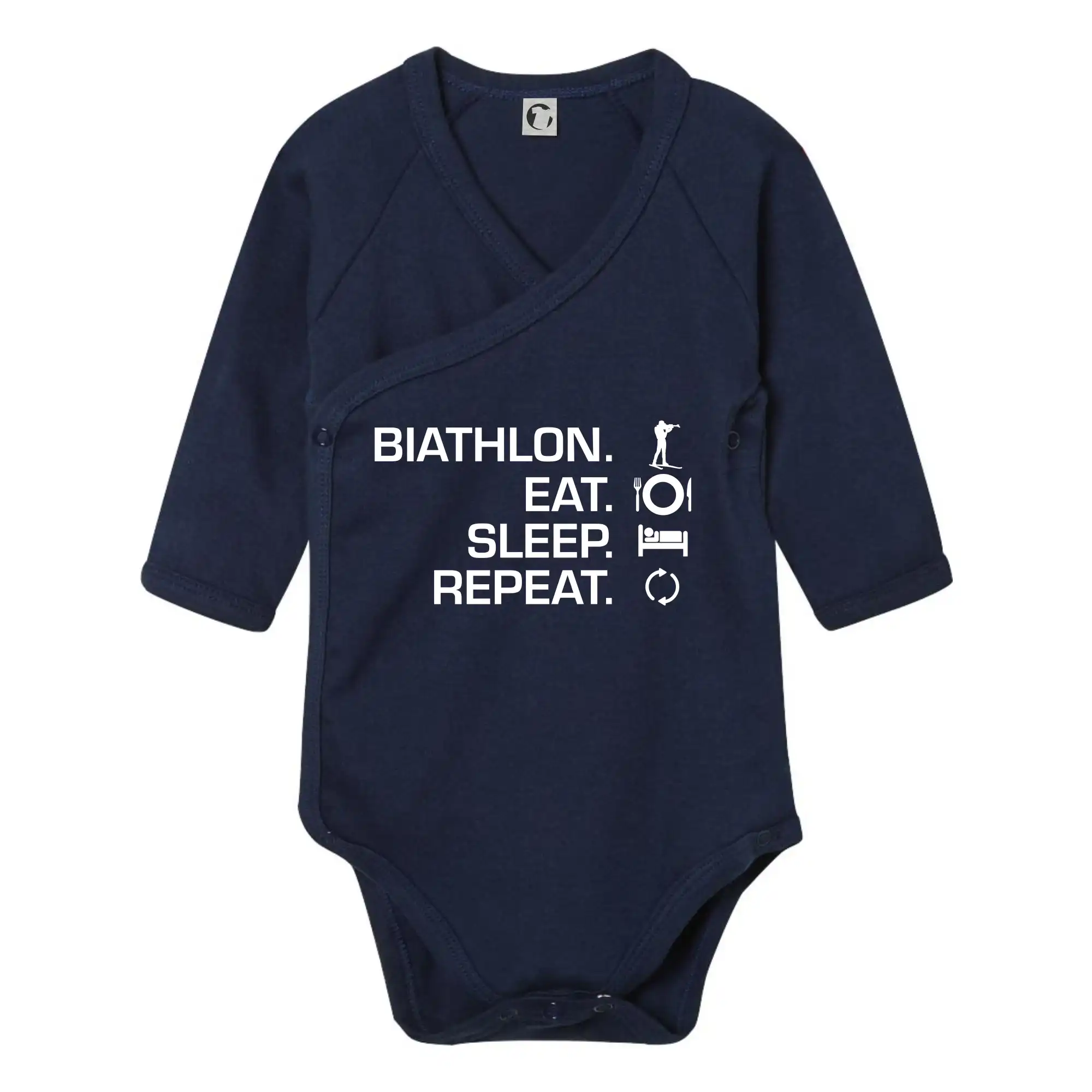 Lyže a Snowboard - Biathlon Eat Sleep Repeat - Body zavinovacie s dlhým rukávom