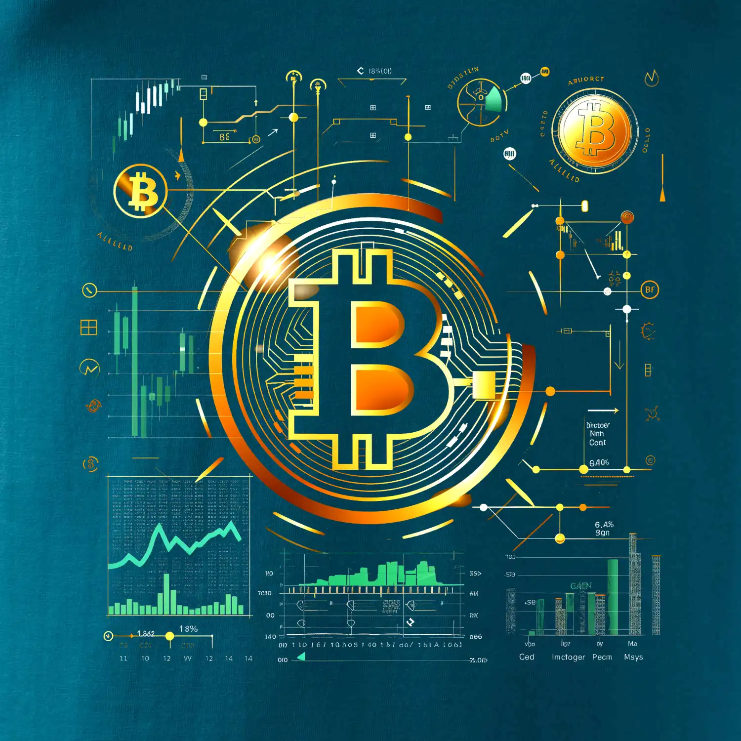 Bitcoin logo s grafy