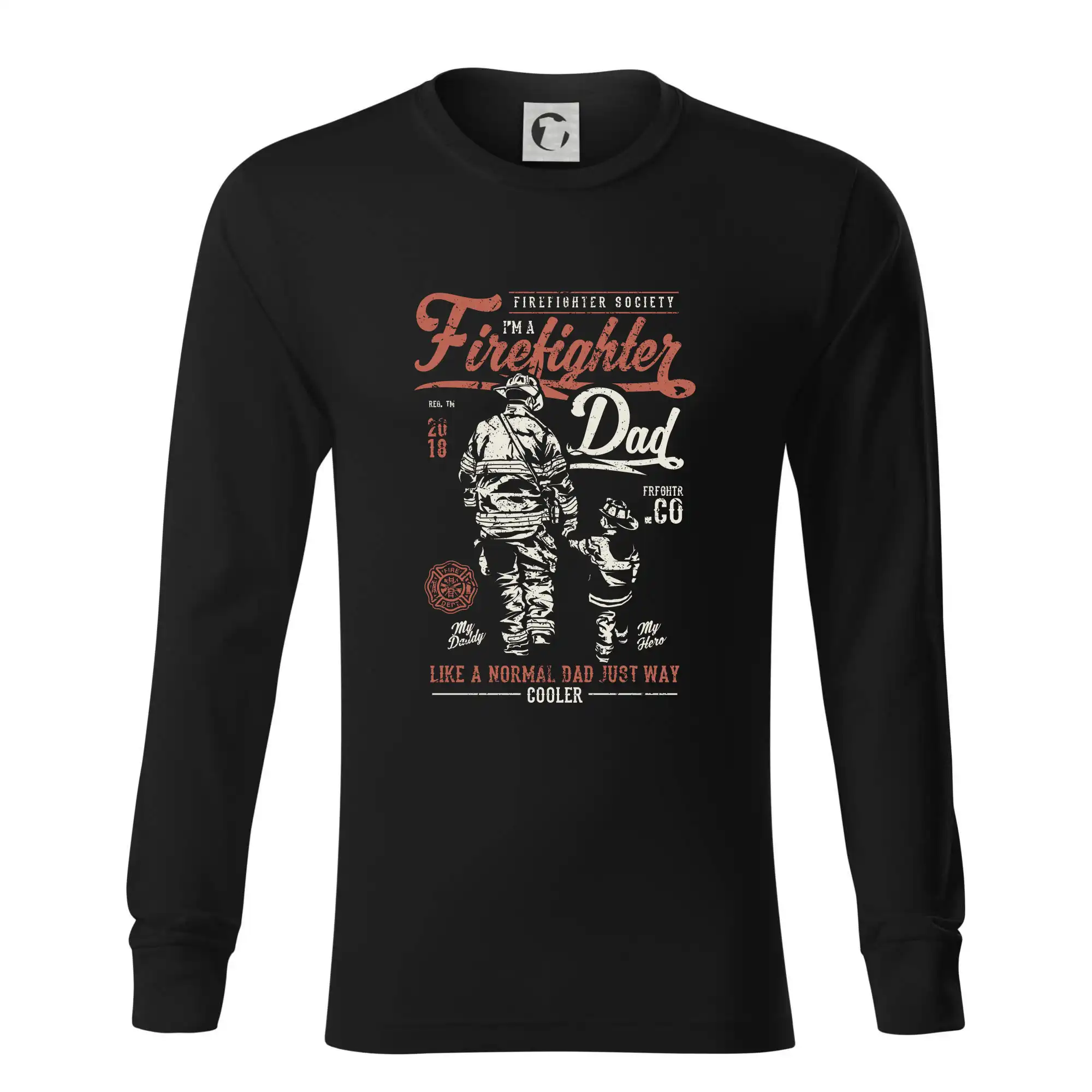 Originálne tričká pre hasičov - Firefighter Dad - Tričko s dlhým rukávom LS R05