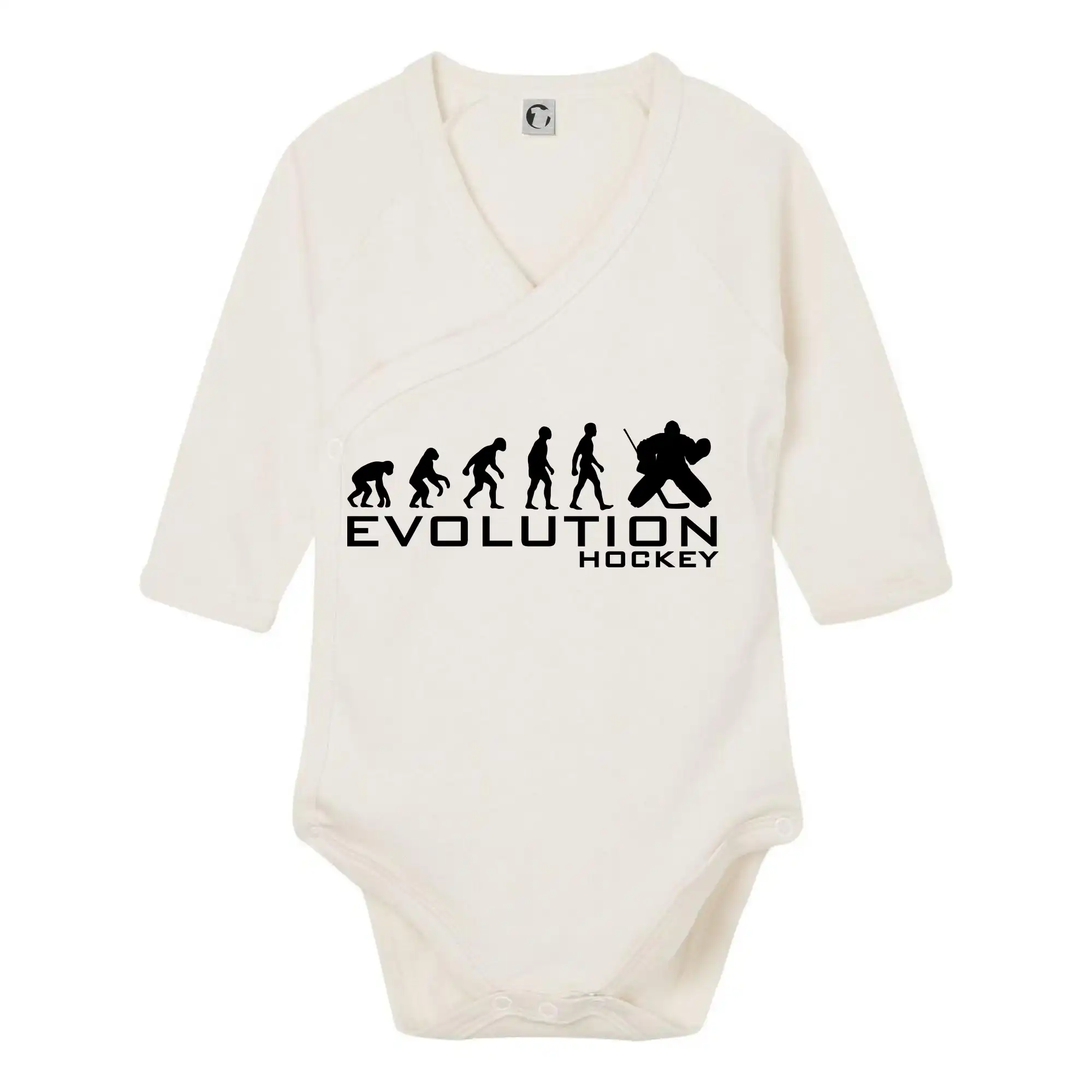 Tričká s potlačou evolúcia - Evolúcia Hockey brankár - Body zavinovacie s dlhým rukávom