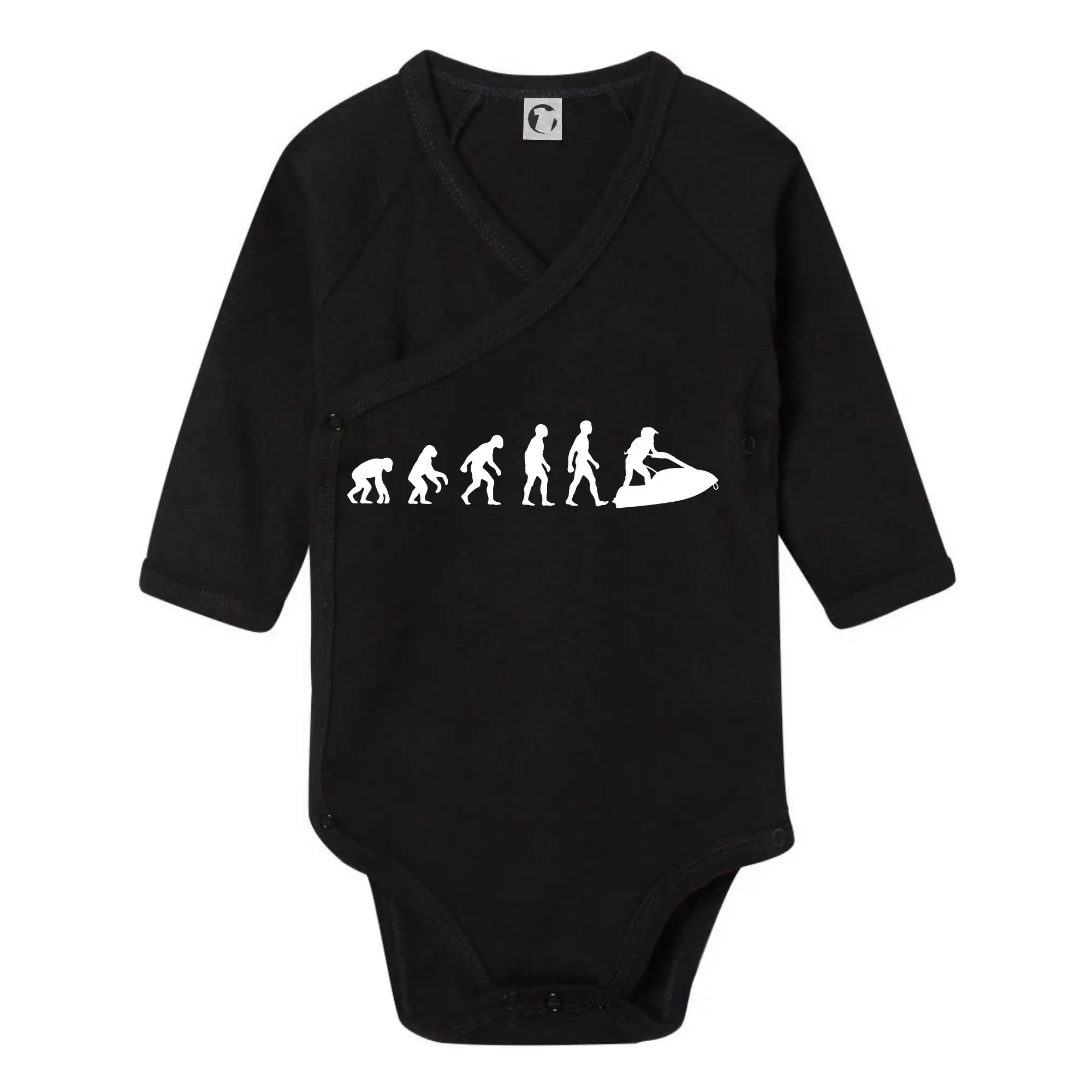 Tričká s potlačou evolúcia - Evolúcia vodný skúter - Body zavinovacie s dlhým rukávom