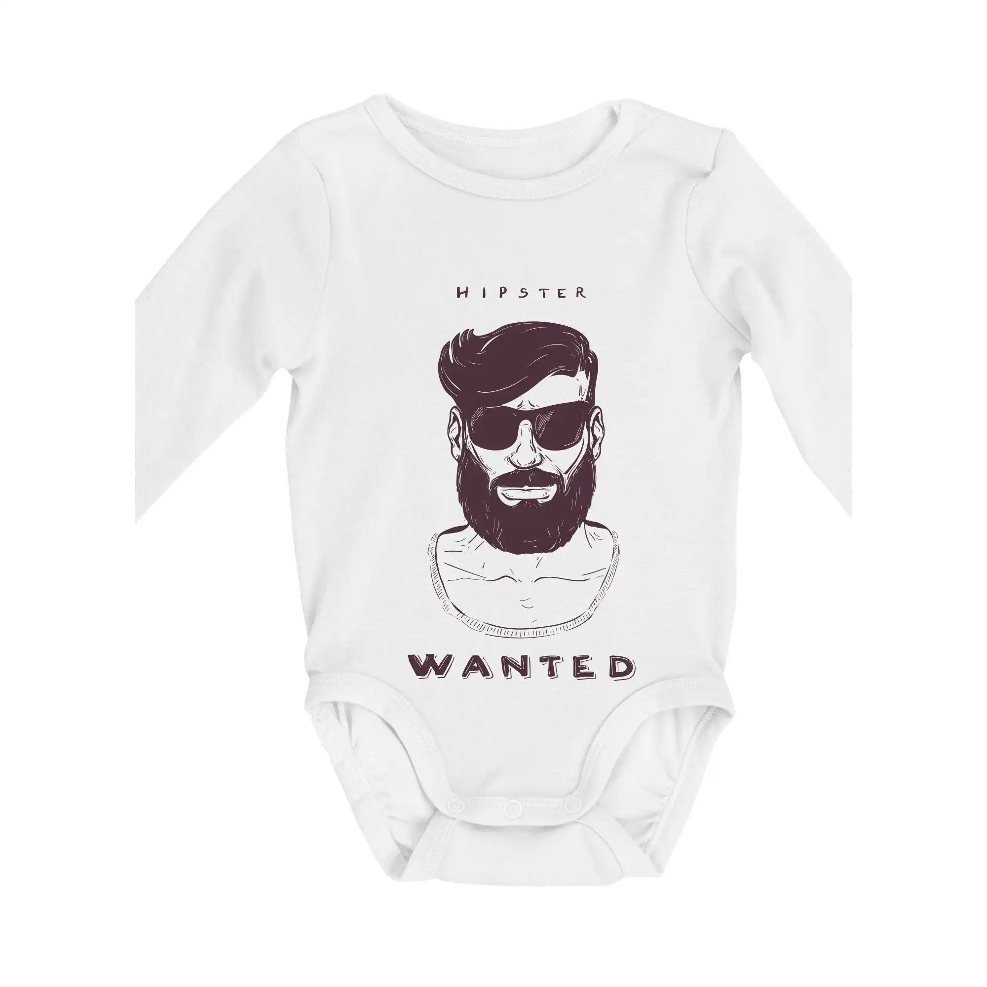 Tričká s fúzikmi - Hipster wanted - Body dojčenské s dlhým rukávom