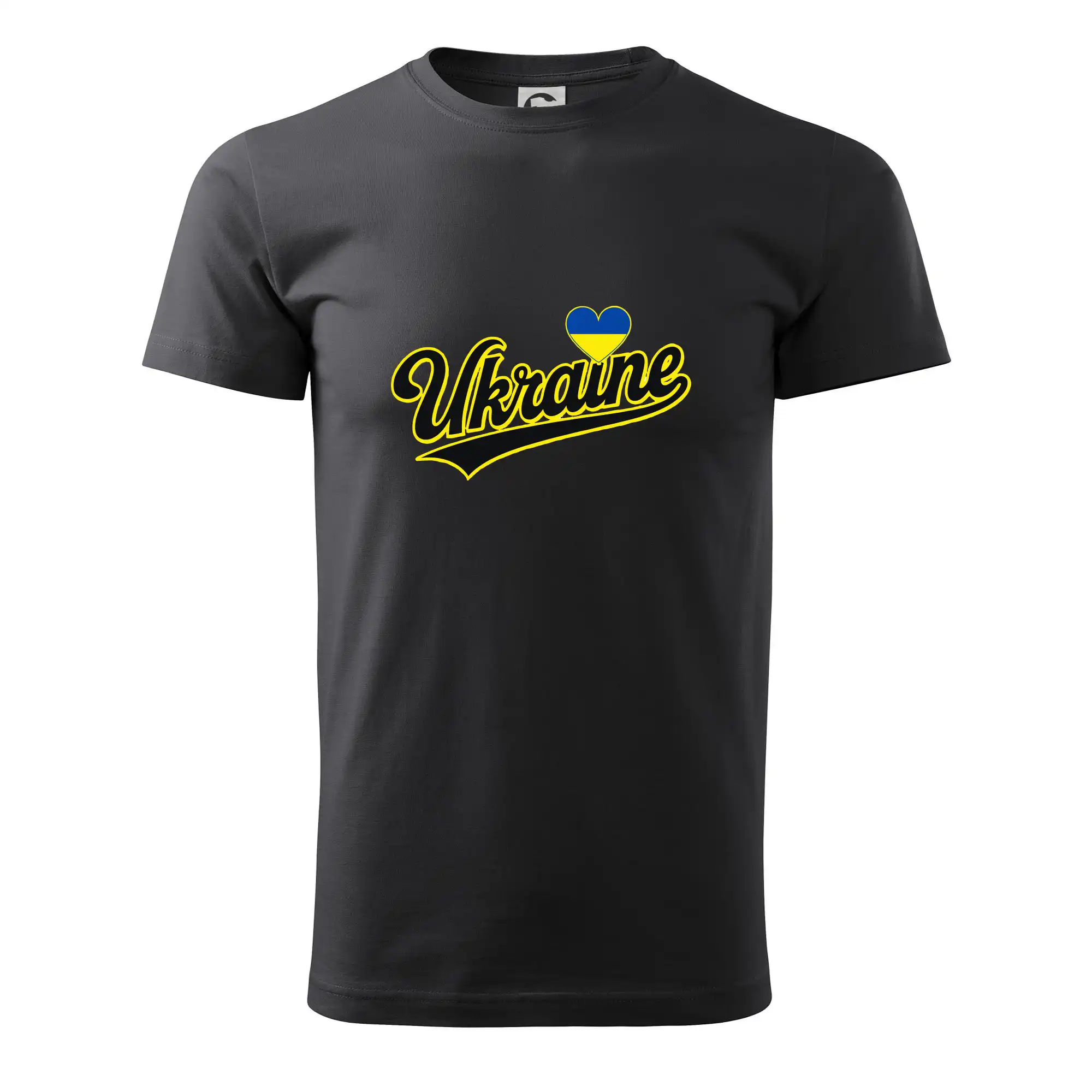 Tričká s vlajkou ukrajiny - Ukraine - nápis čierny - Pánske tričko nižšej gramáže