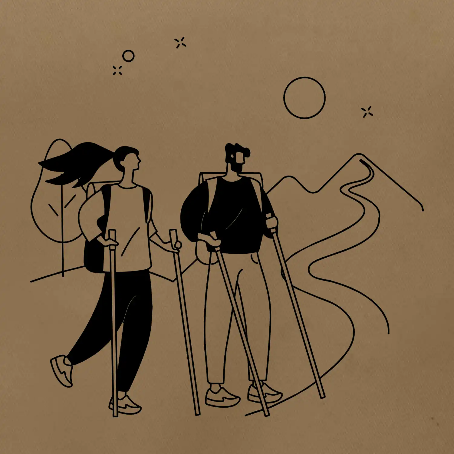 Kreslený pár na výletě