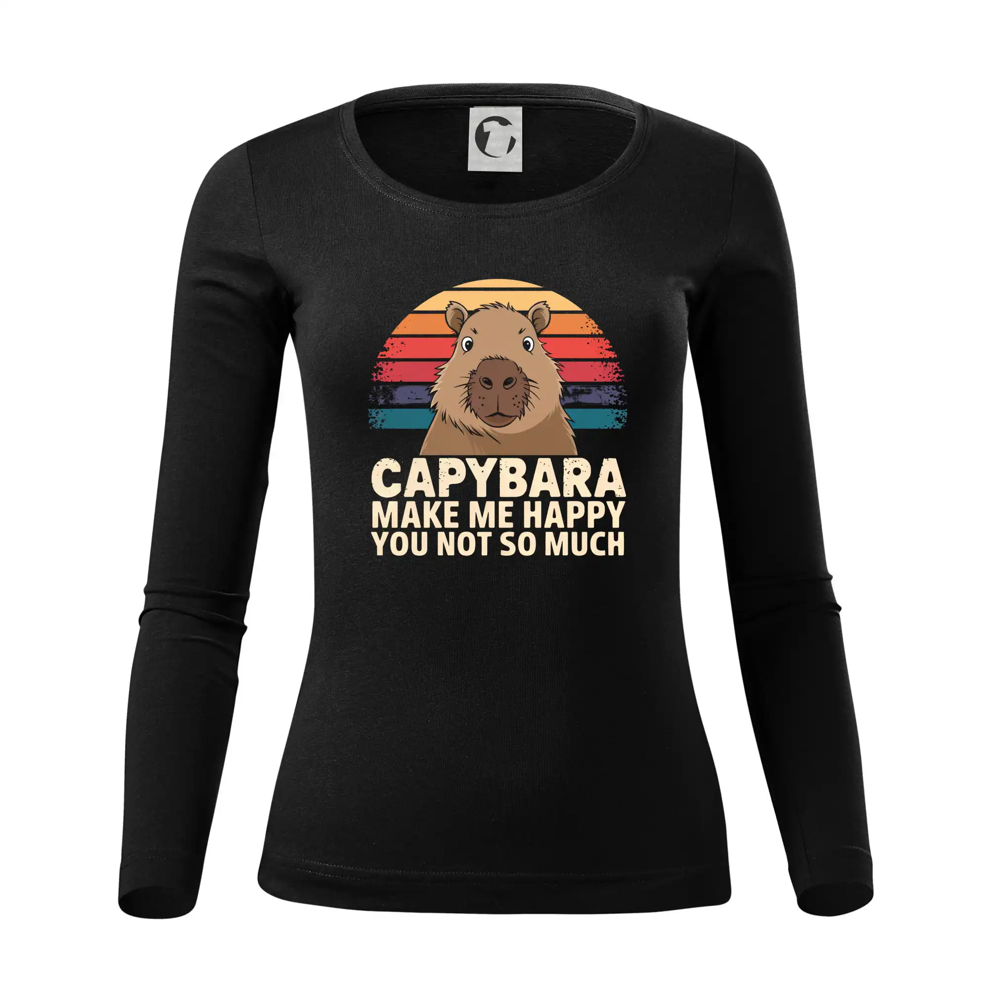 Tričká so zvieratami - Capybara Make Me Happy You Not So Much - Dámske tričko FIT-T LS - zužené