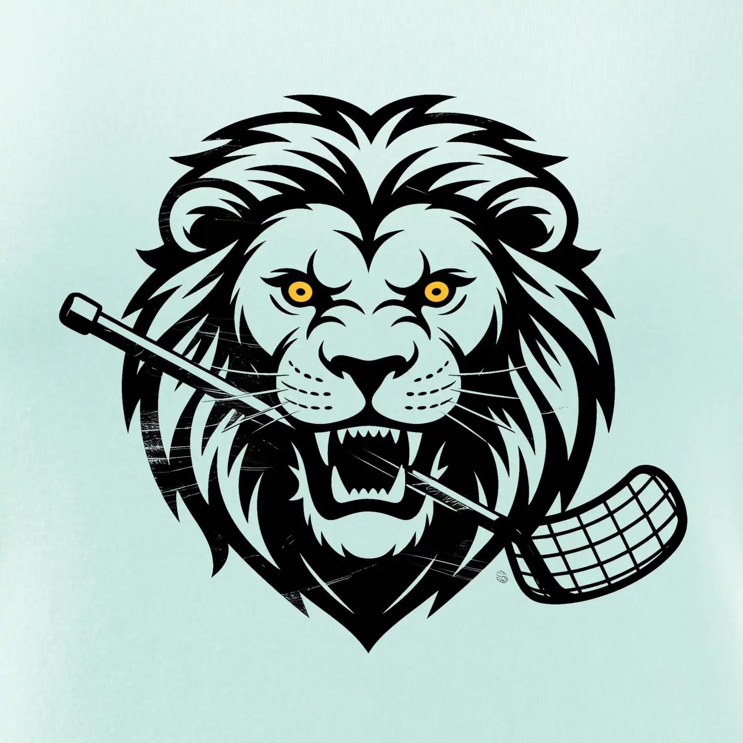 Floorball - Lev s hokejkou v tlamě