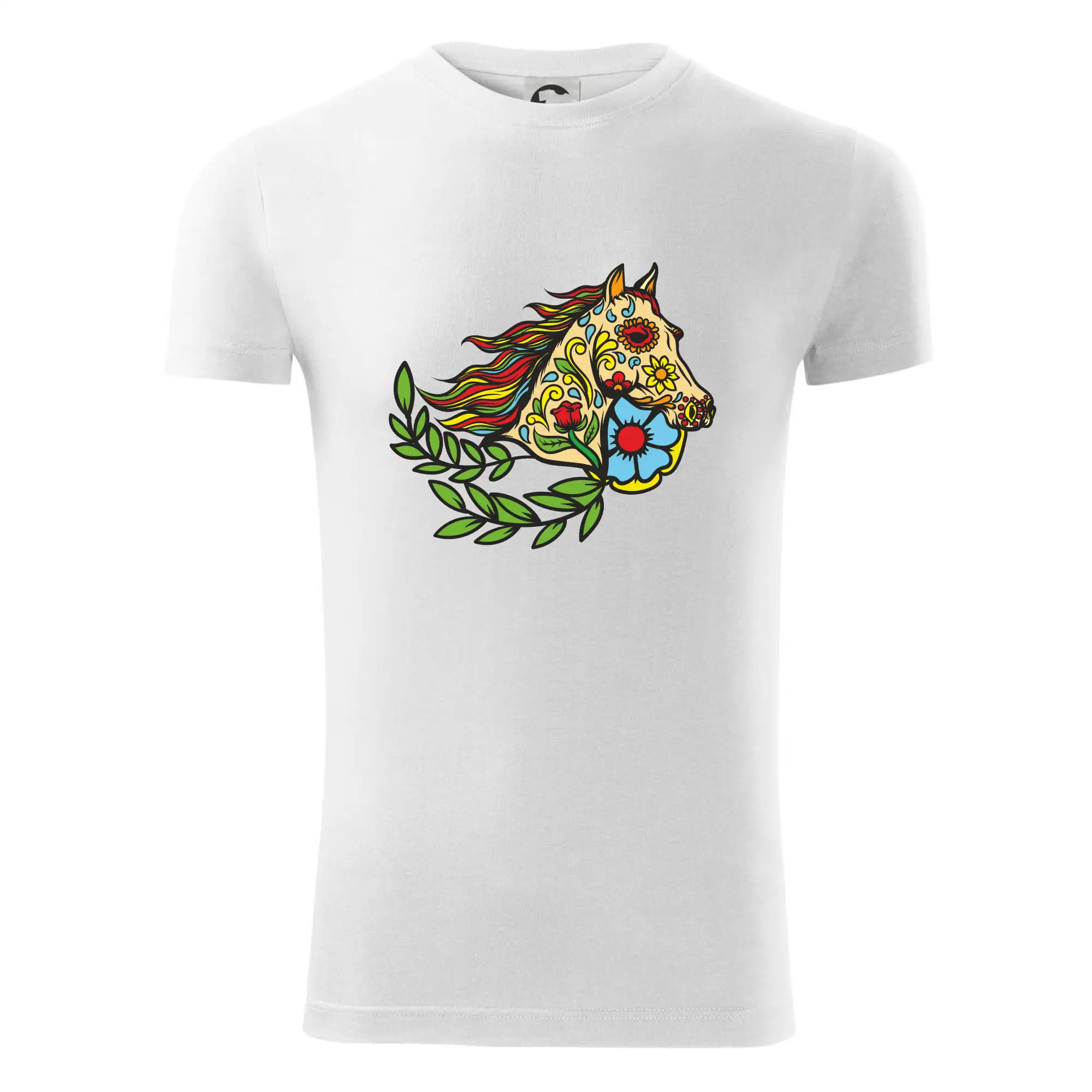 Kůň barevný s listy