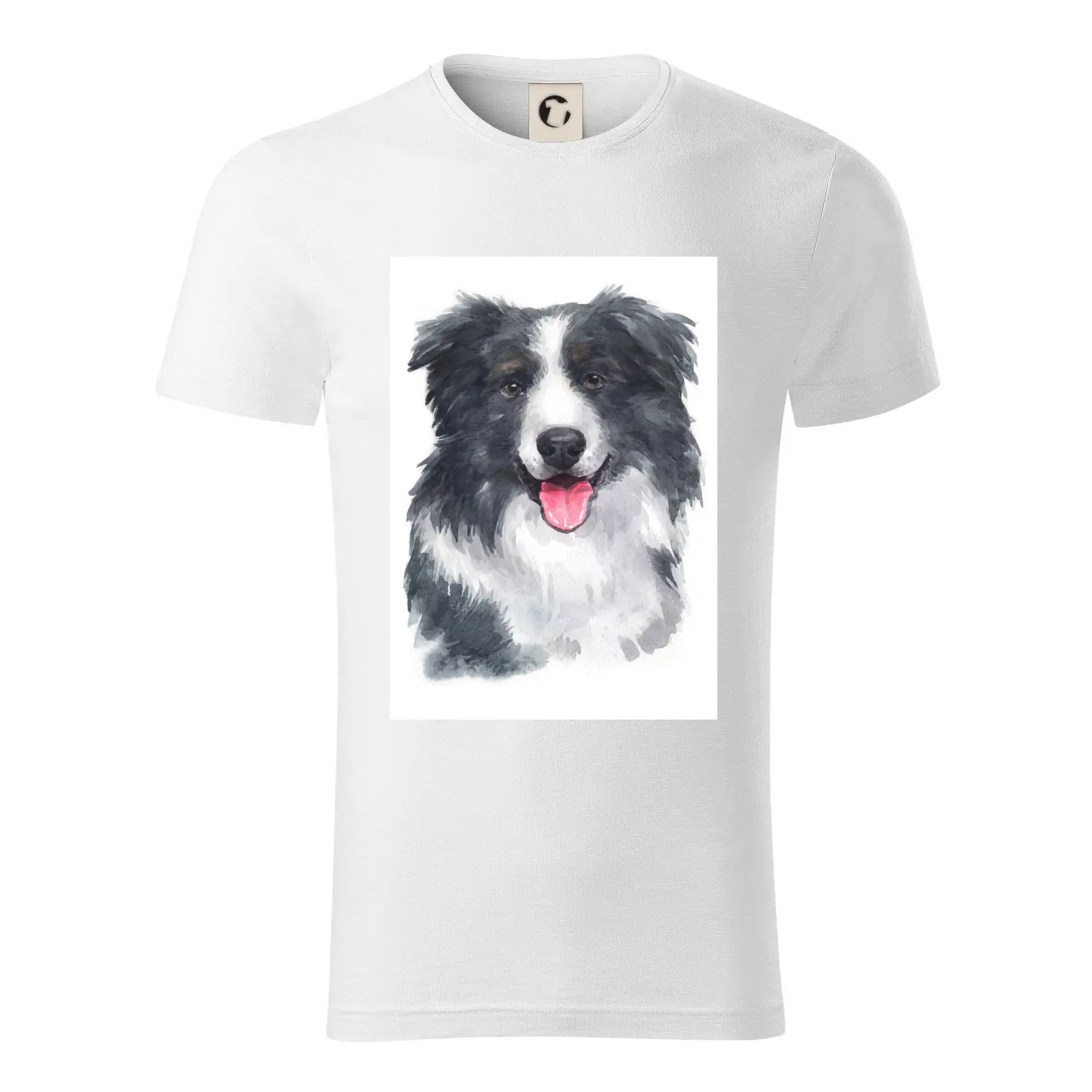 Border kólia na tričku - Border kólia vodová farba - Tričko z organickej bavlny