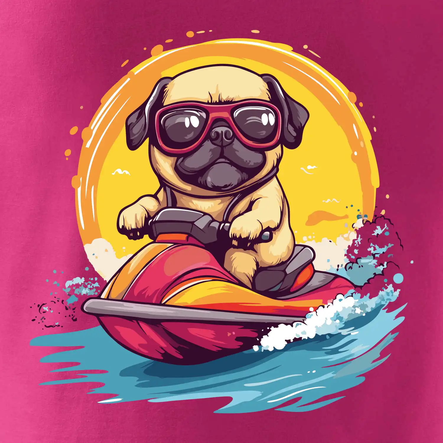 Mops na vodním skútru