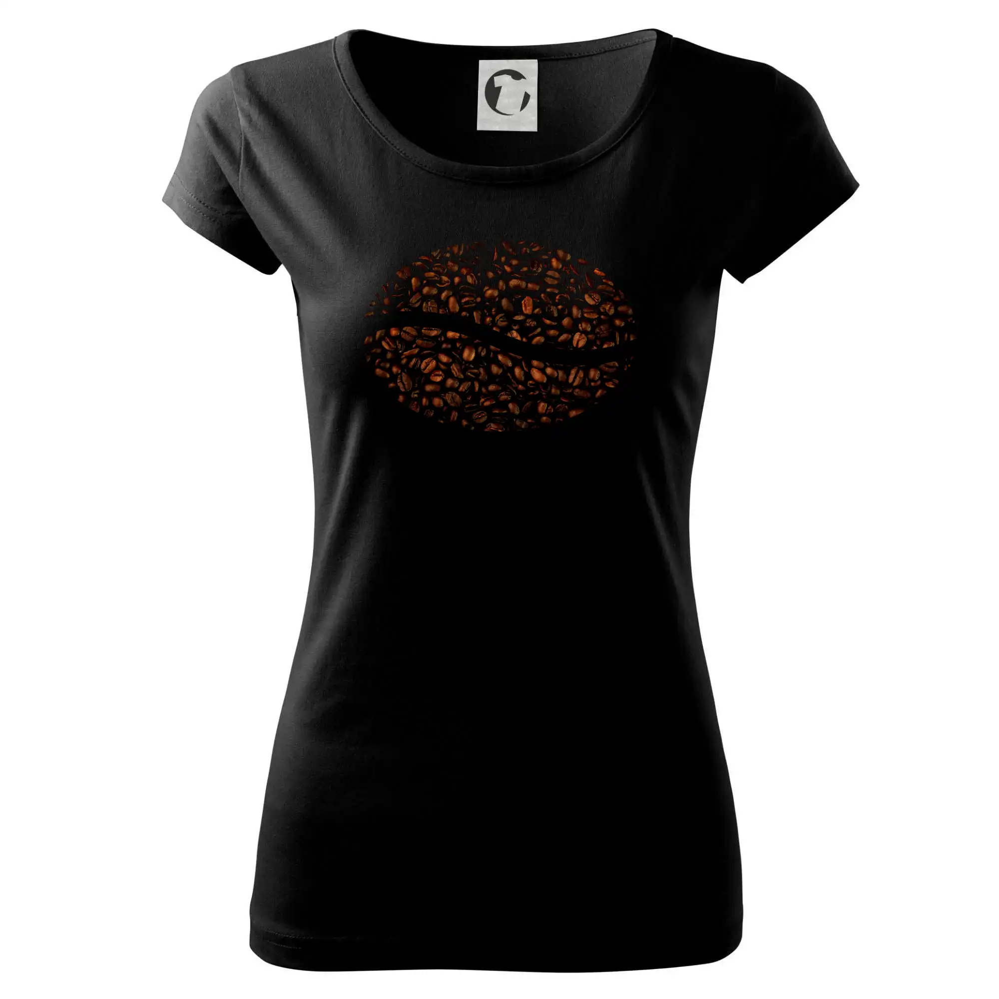 Motívy pre baristu a milovníkov kávy - Coffee bean in dark - Dámske tričko Pure